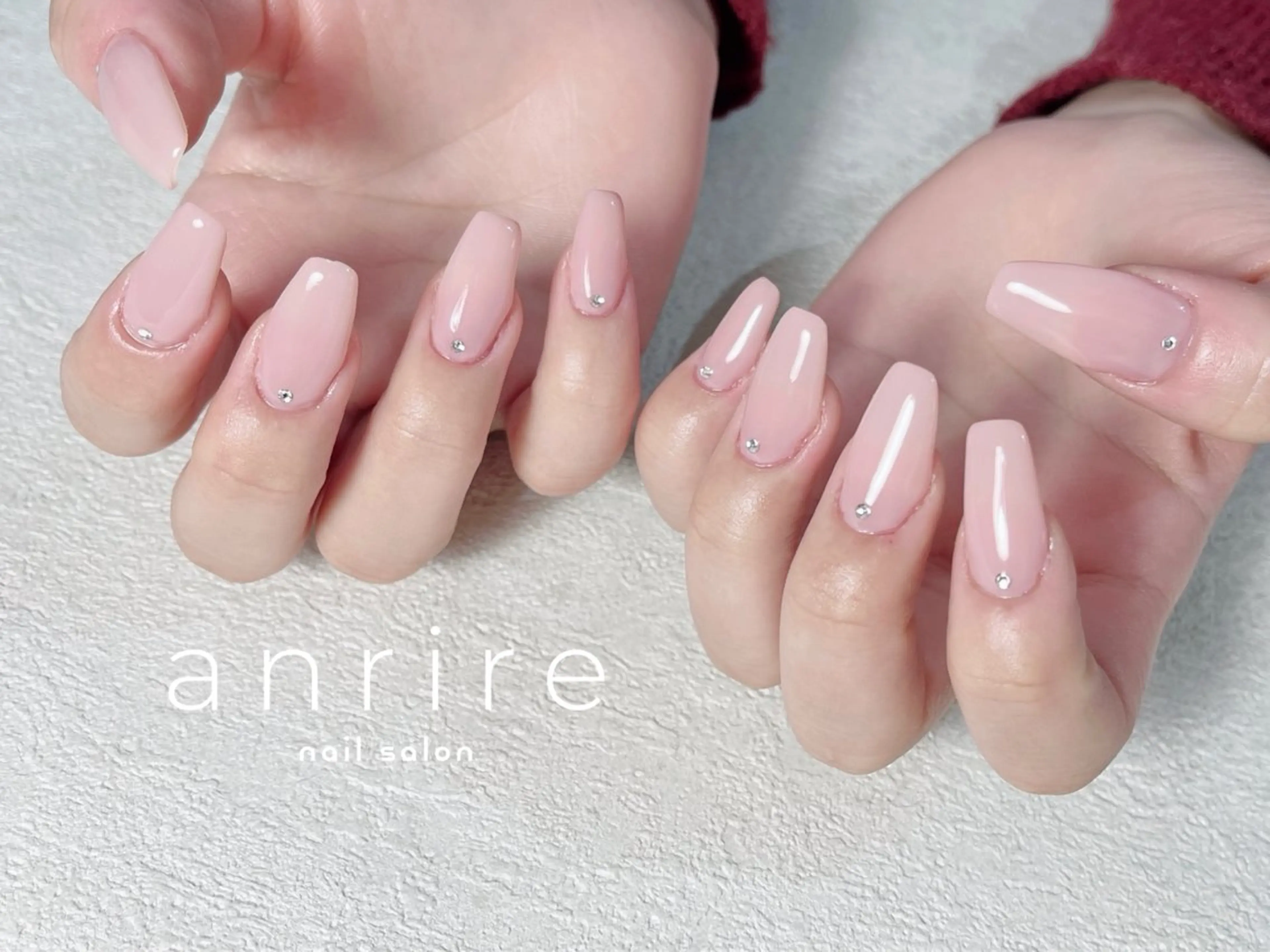 ネイル 長さ出し ジェルネイル ロングネイル ワンカラーネイル パラジェル ハンドネイル nailsalon anrireのネイルデザイン