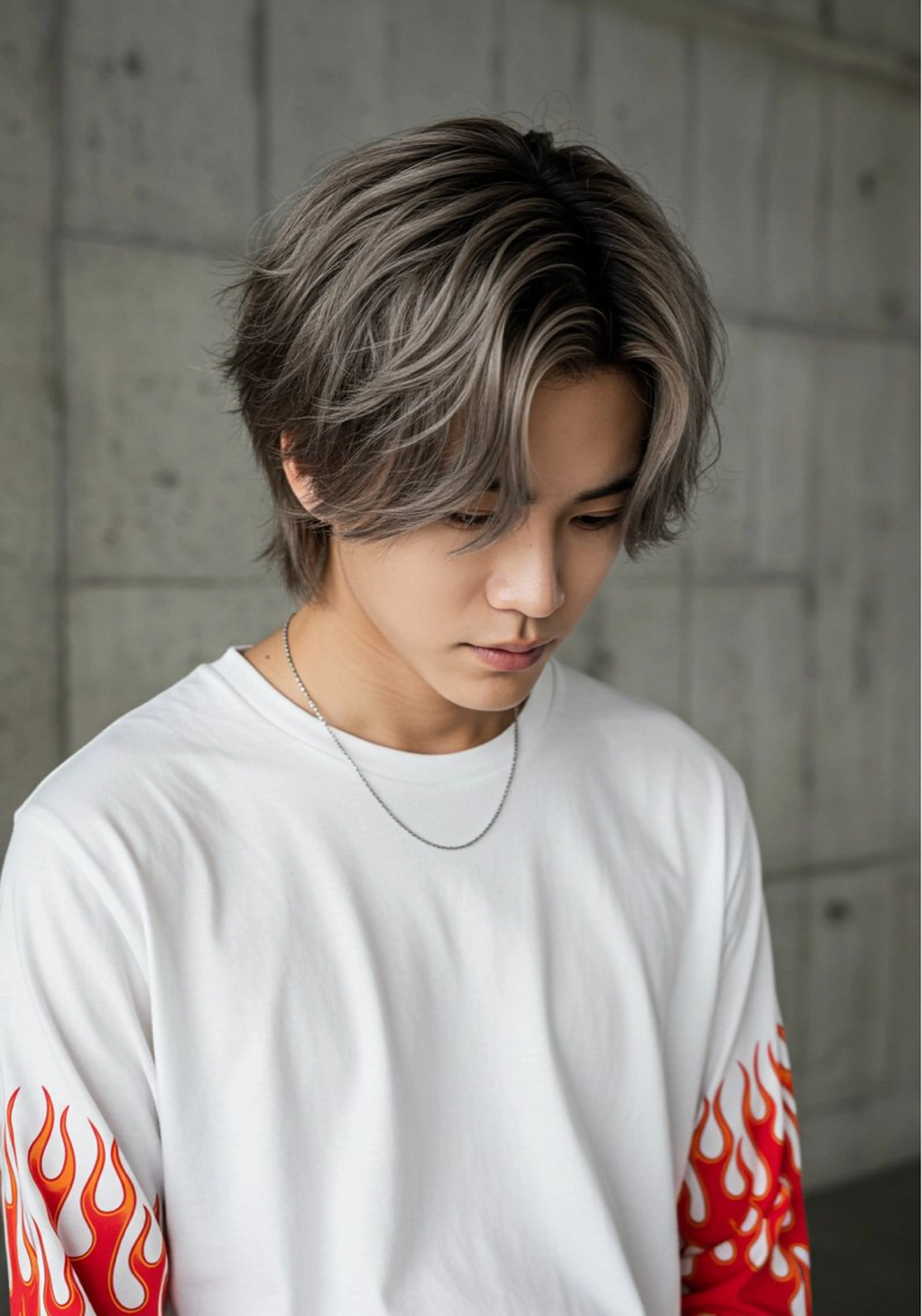 ミディアム カラー メンズ カット ヘアカラー あくつ べんのヘアスタイル