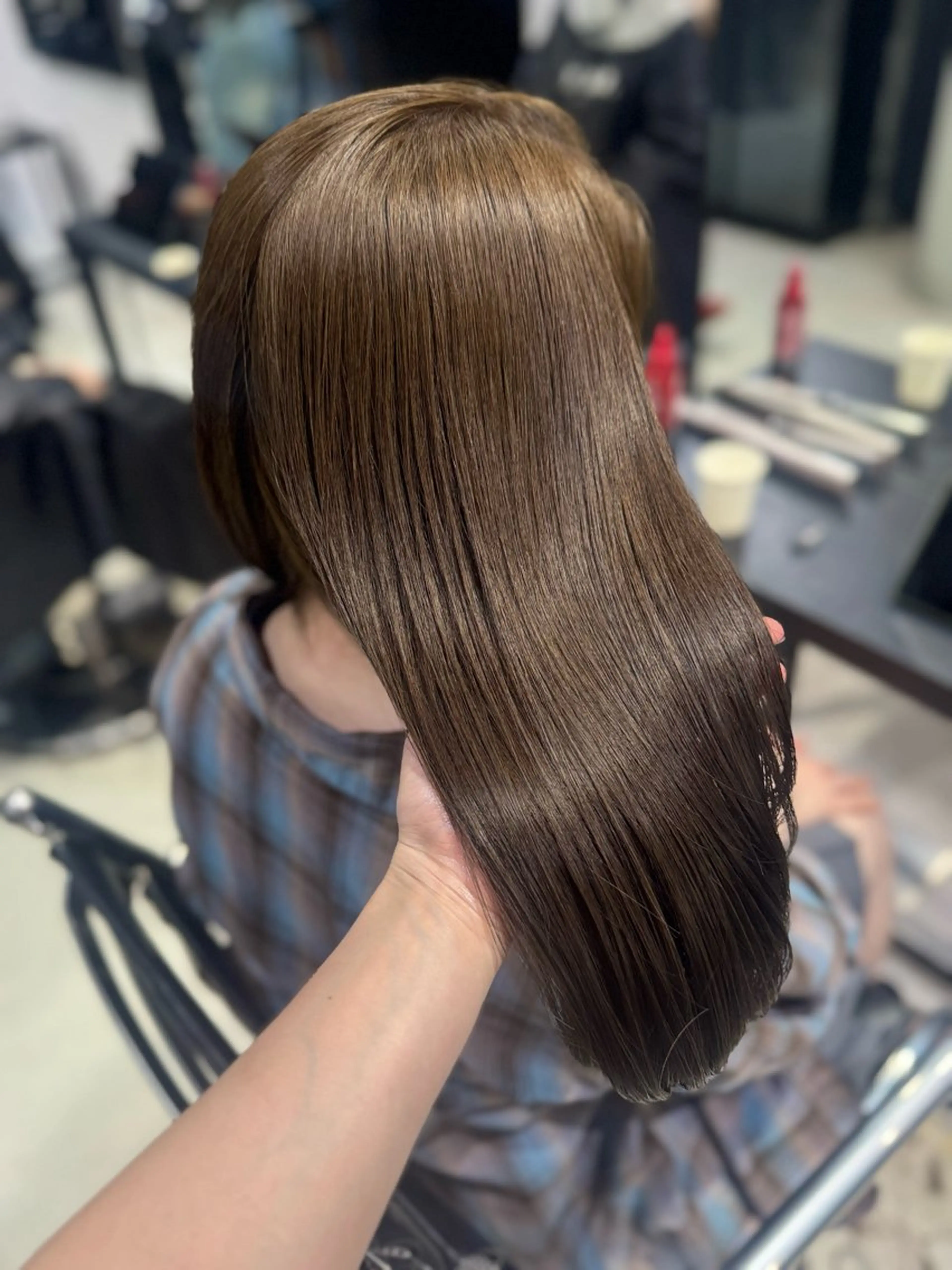 ロング カラー パーマ ヘアアレンジ カット ヘアカラー トリートメント ヘアセット 透明感/オリーブ/ グレージュ/YUKAのヘアスタイル