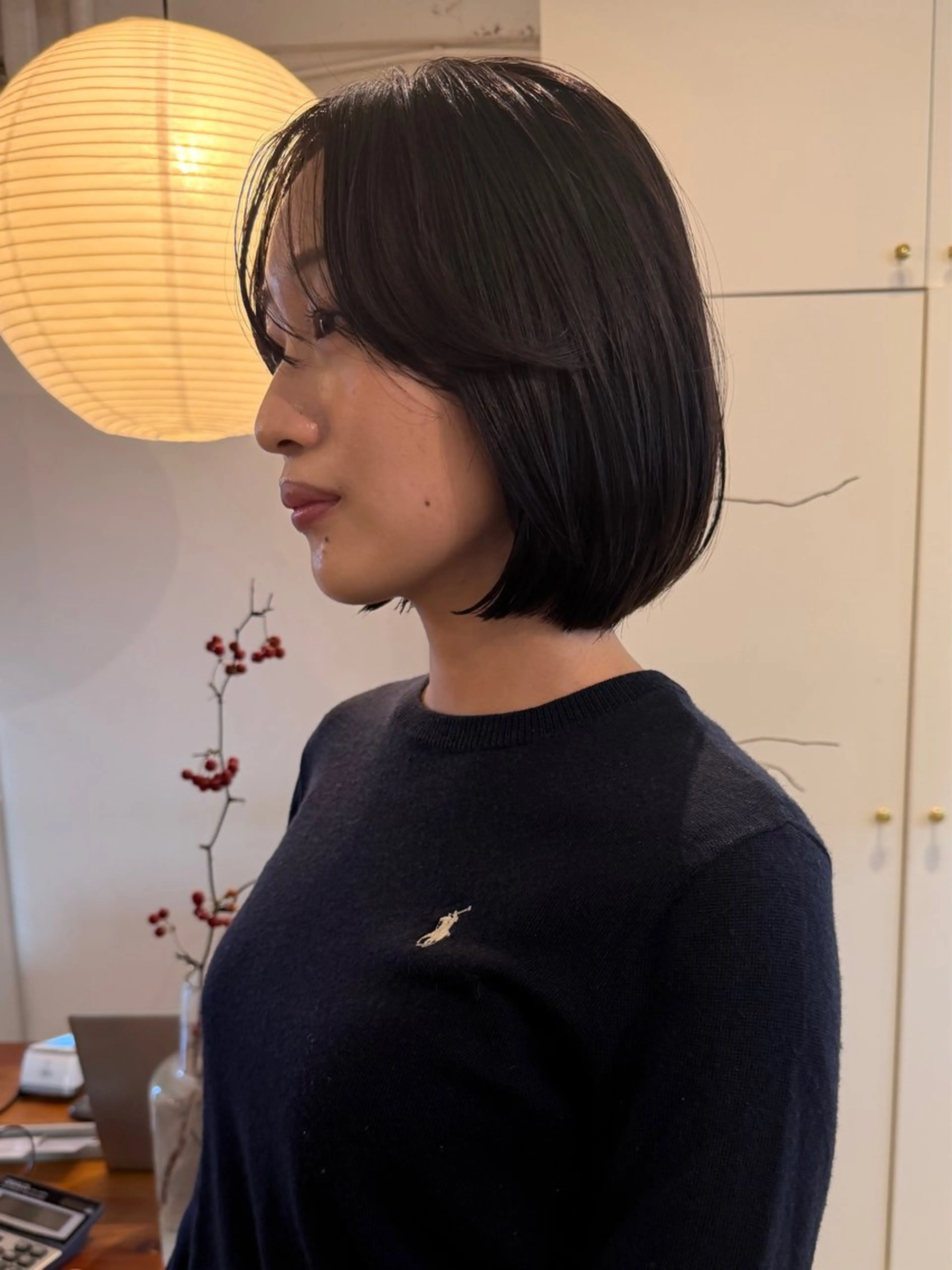 ショート カラー ボブレイヤー ボブ レイヤーカット カット ヘアカラー トリートメント 落合希 Olivebeigeのヘアスタイル