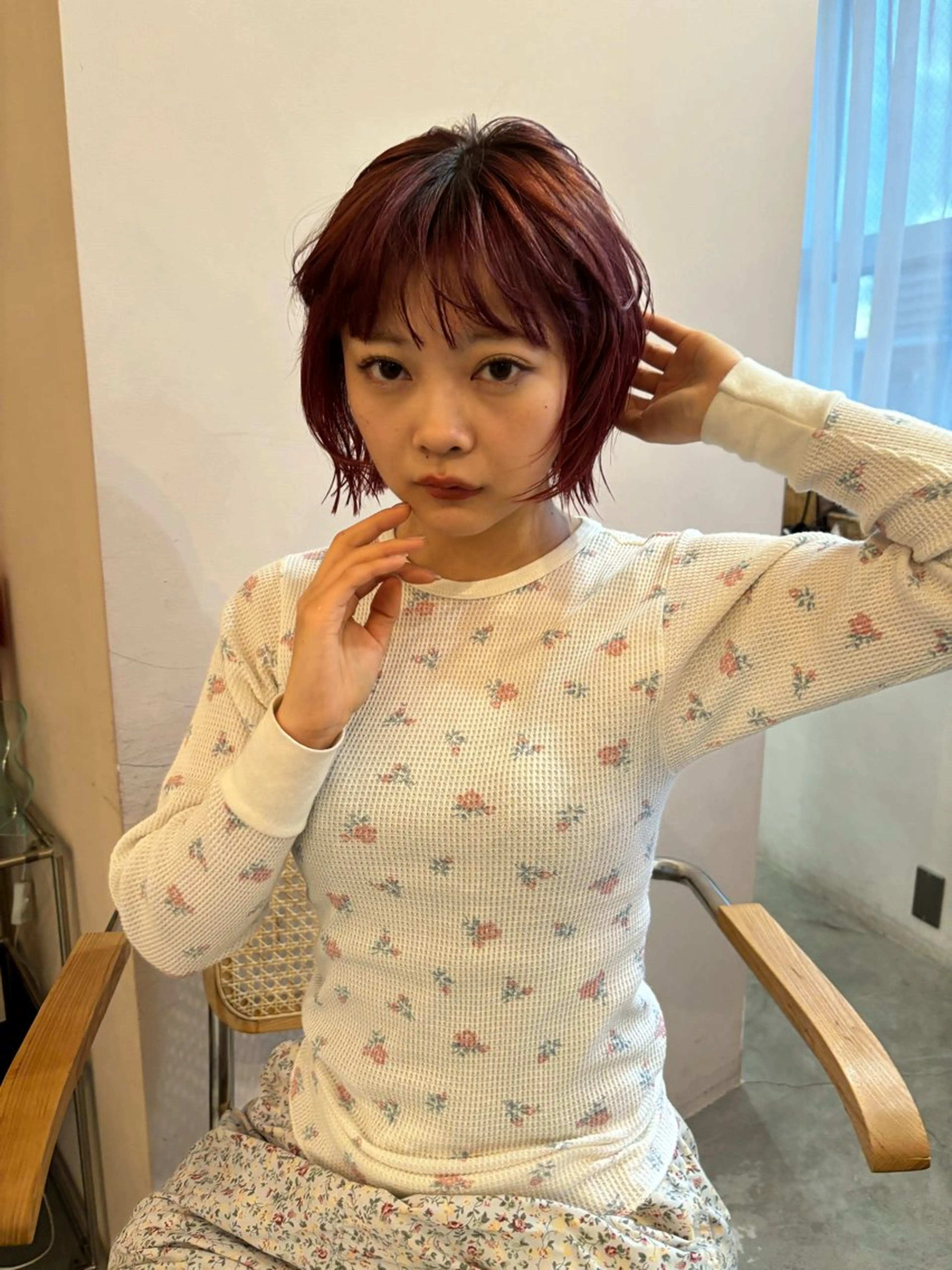 ショート カラー ボブレイヤー ボブ レイヤーカット カット ヘアカラー トリートメント 林　蓮／レイヤー ／透明感カラーのヘアスタイル