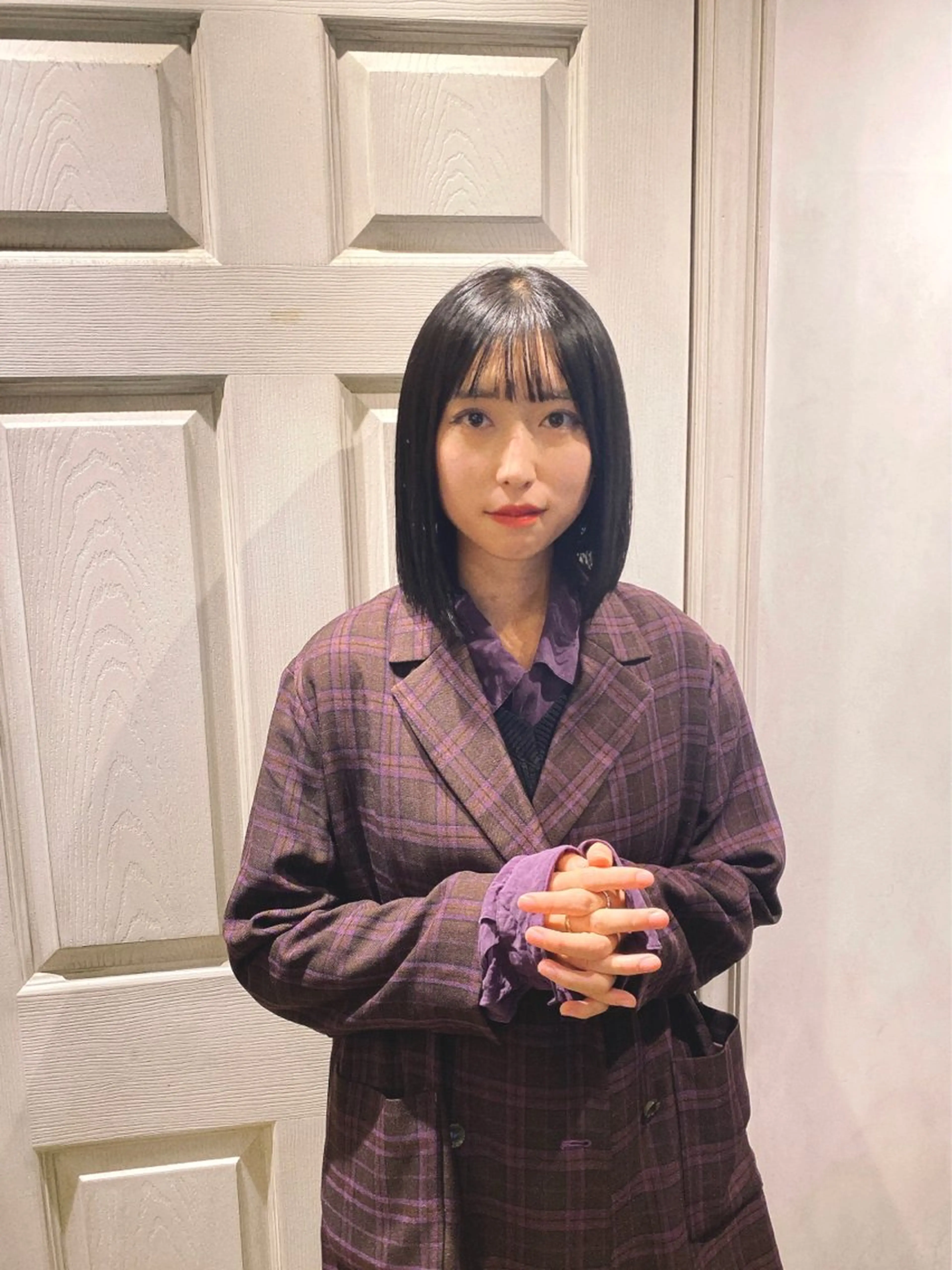 ミディアム 伸ばしかけ カット 縮毛矯正 千 田のヘアスタイル