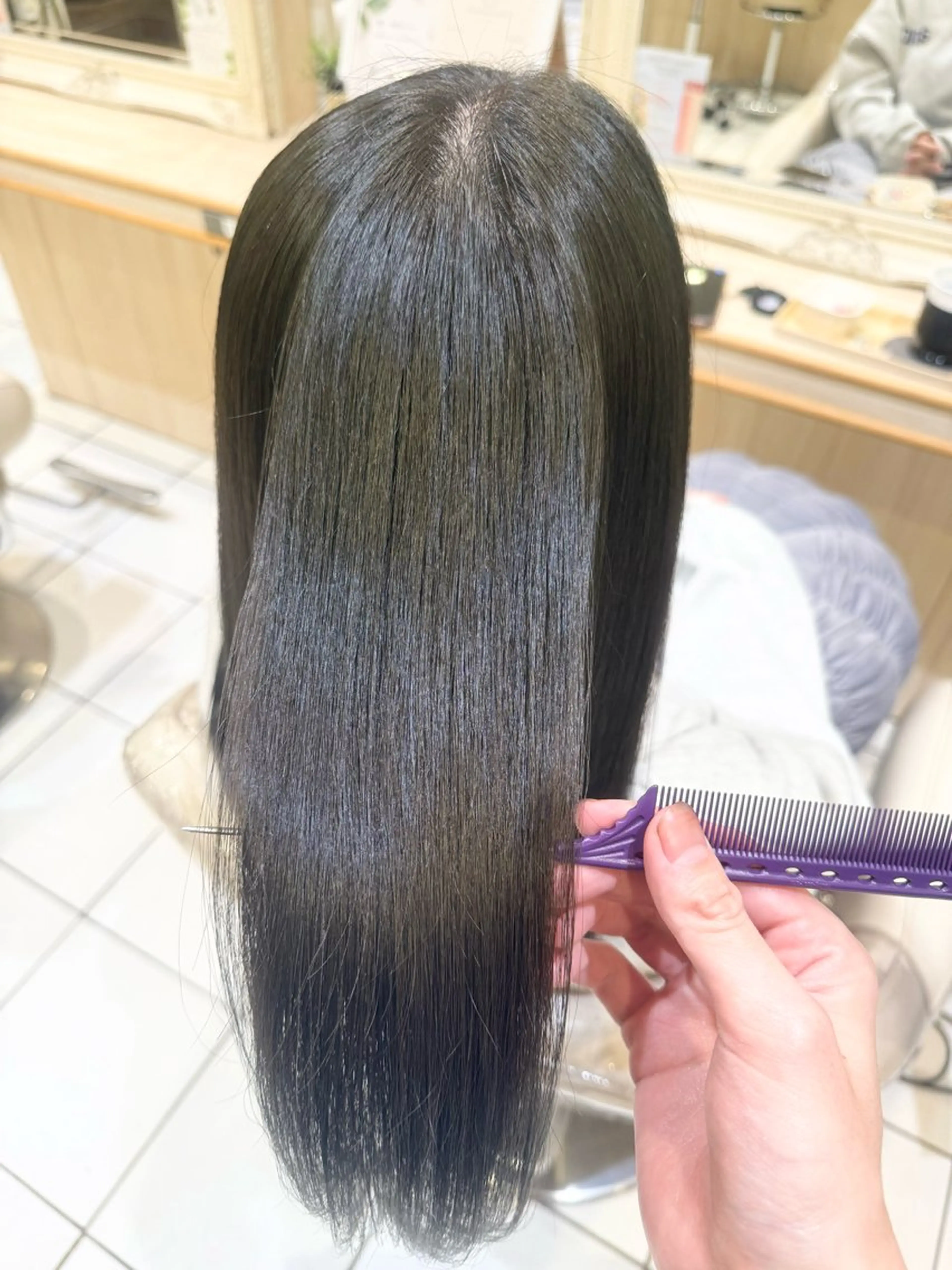 ミディアム カラー 地毛風縮毛矯正 /暗髪カラー/小林のヘアスタイル