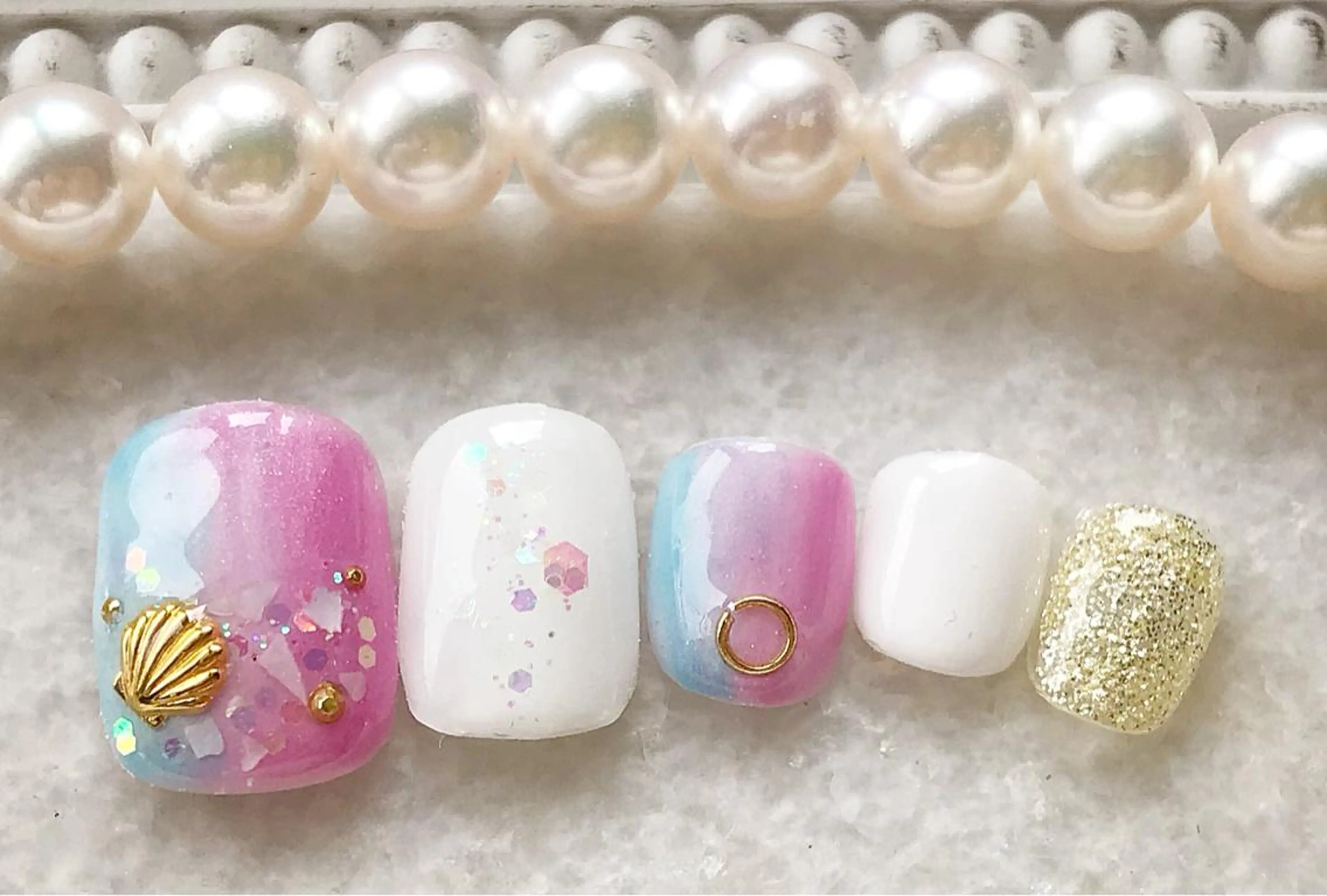 ネイル アートネイル フットネイル ジェルネイル 大理石ネイル(マーブル) パラジェル Satomi  のネイルデザイン