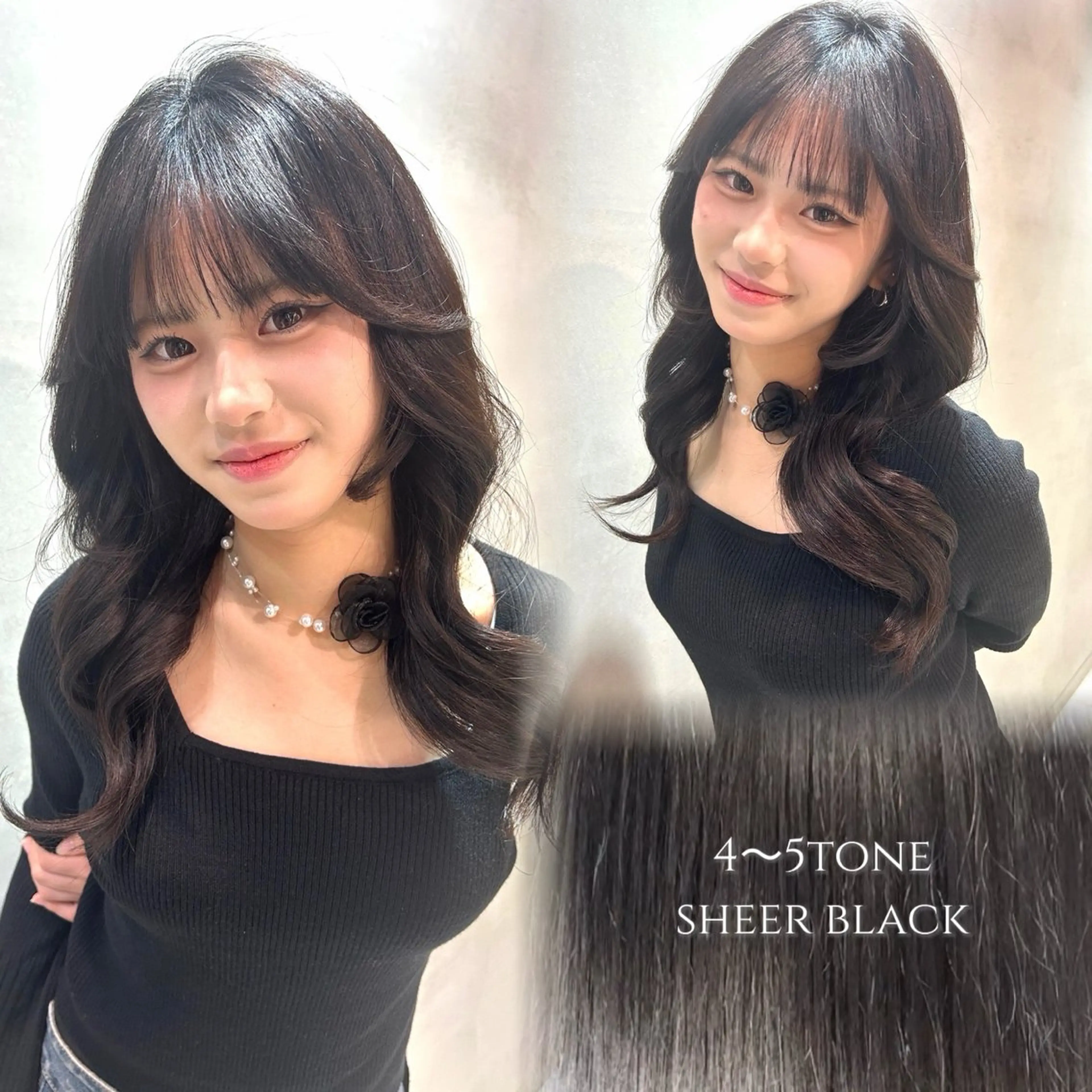 《🖤✨️肌映え色白効果✨️🖤》 【🇰🇷韓国ブルーブラック＋カット＋髪質改善スチームトリートメント🇰🇷】の写真