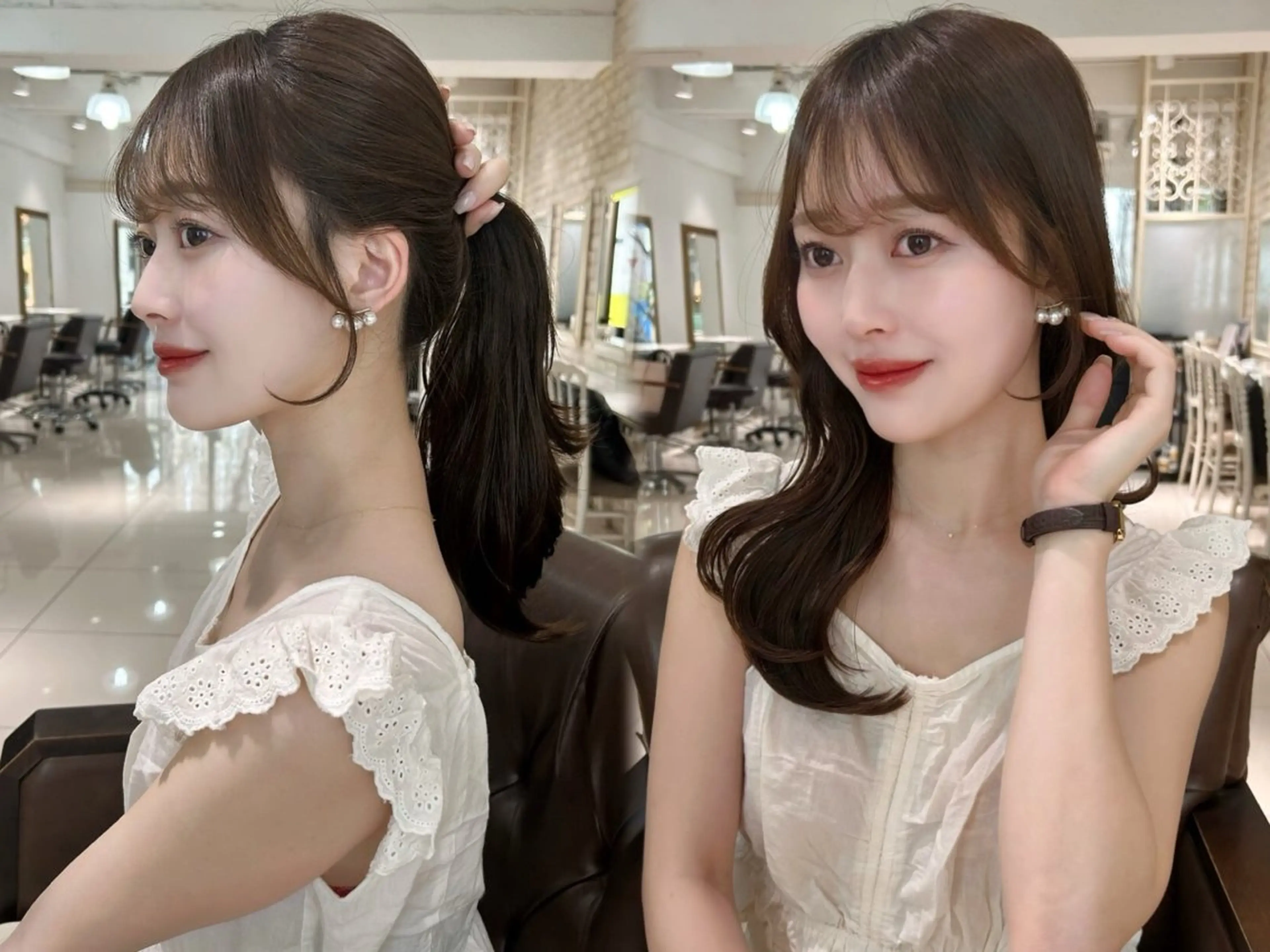 ミディアム カラー ブラウンカラー ナチュラルブラウン 顔周りカット ヘアカラー 韓国風🩶アレンジ/ マツエク/mionのヘアスタイル