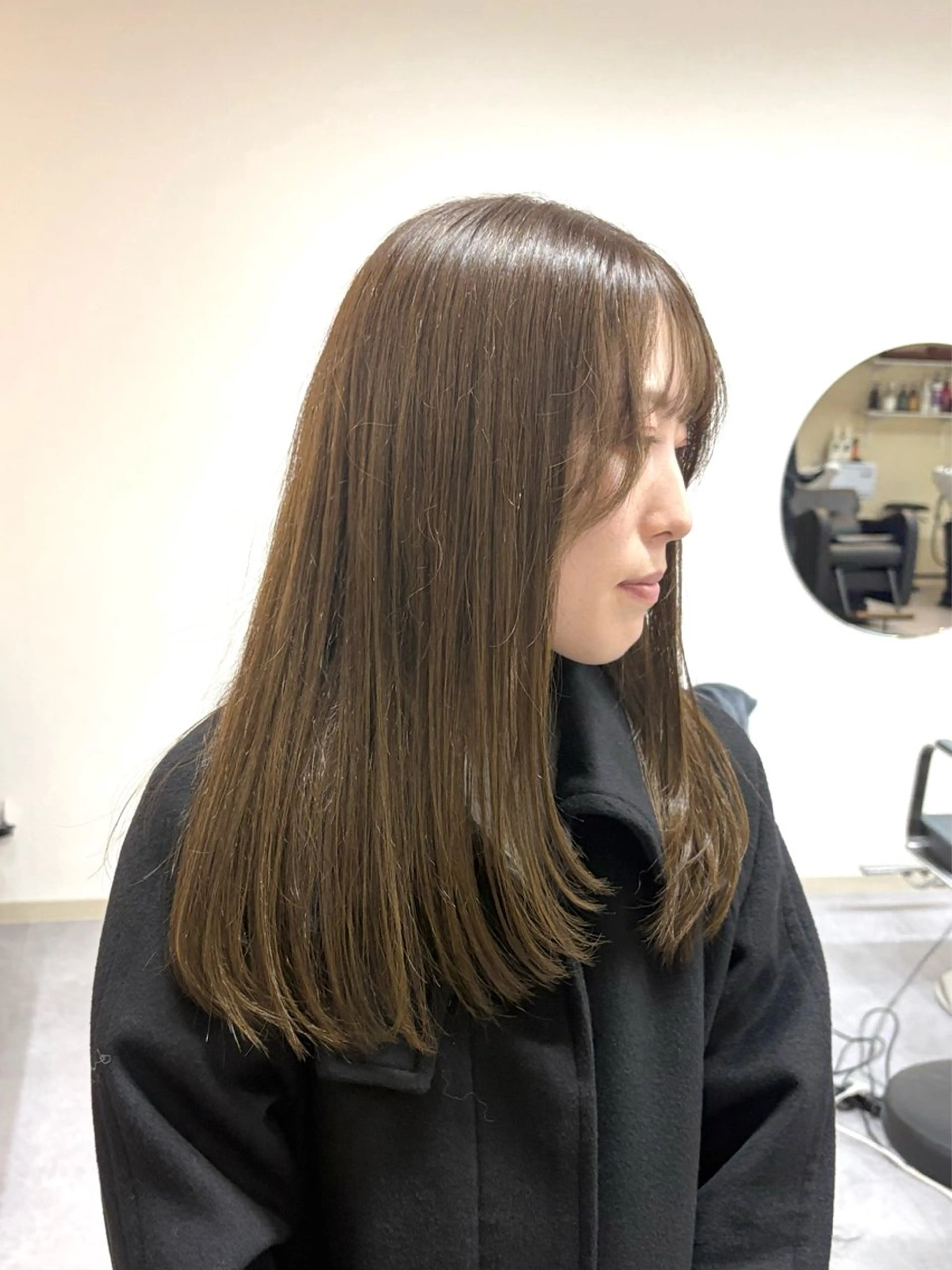 セミロング カラー ブリーチ ブリーチなしカラー 顔周りカット レイヤーカット ハル🌸柔色/ ブリーチなし/艶髪のヘアスタイル