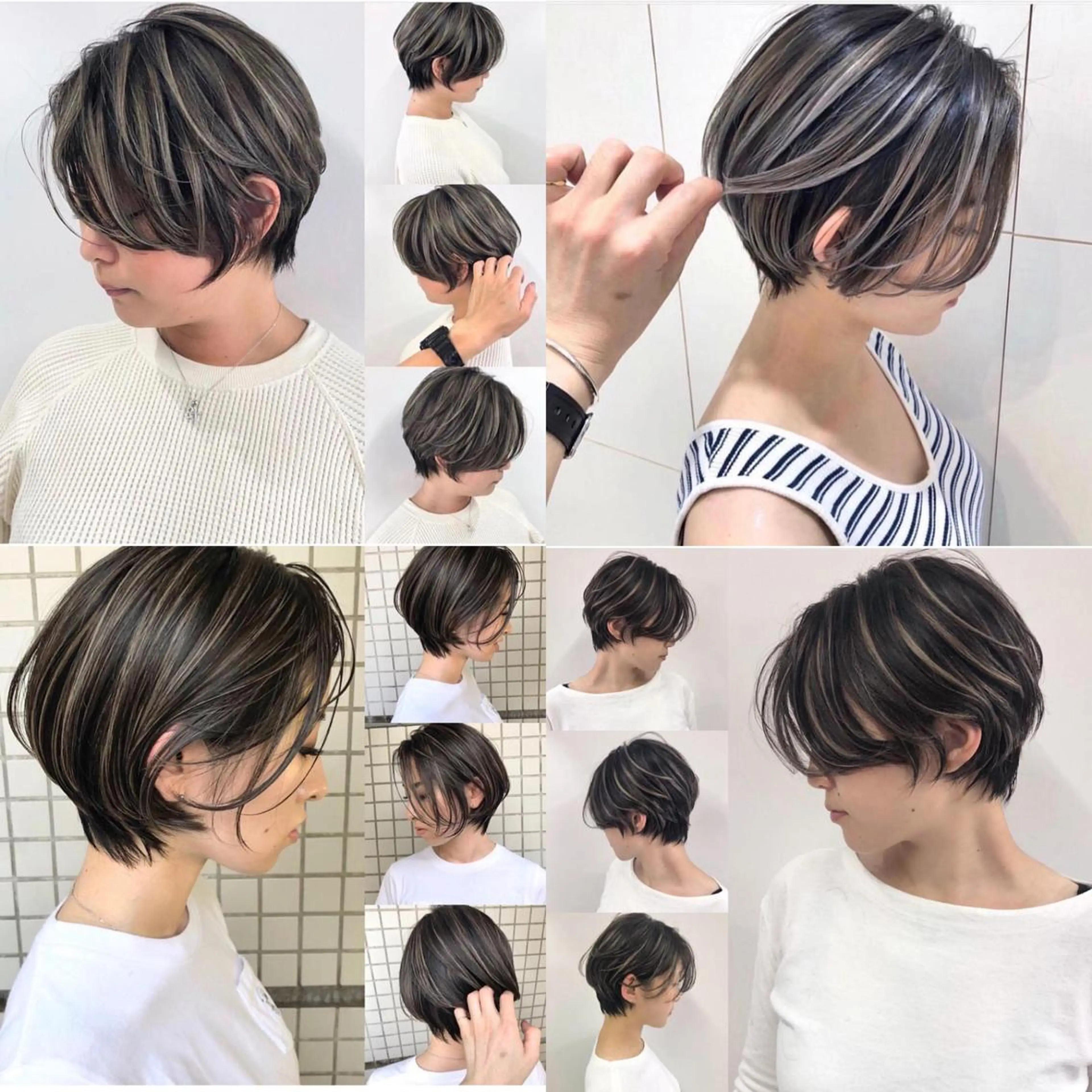 ショート カラー パーマ ヘアアレンジ バレイヤージュ ブリーチ ハイライトカラー ハイライト レイヤーカット 【ツヤ髪美容師】 ツダケイスケのヘアスタイル
