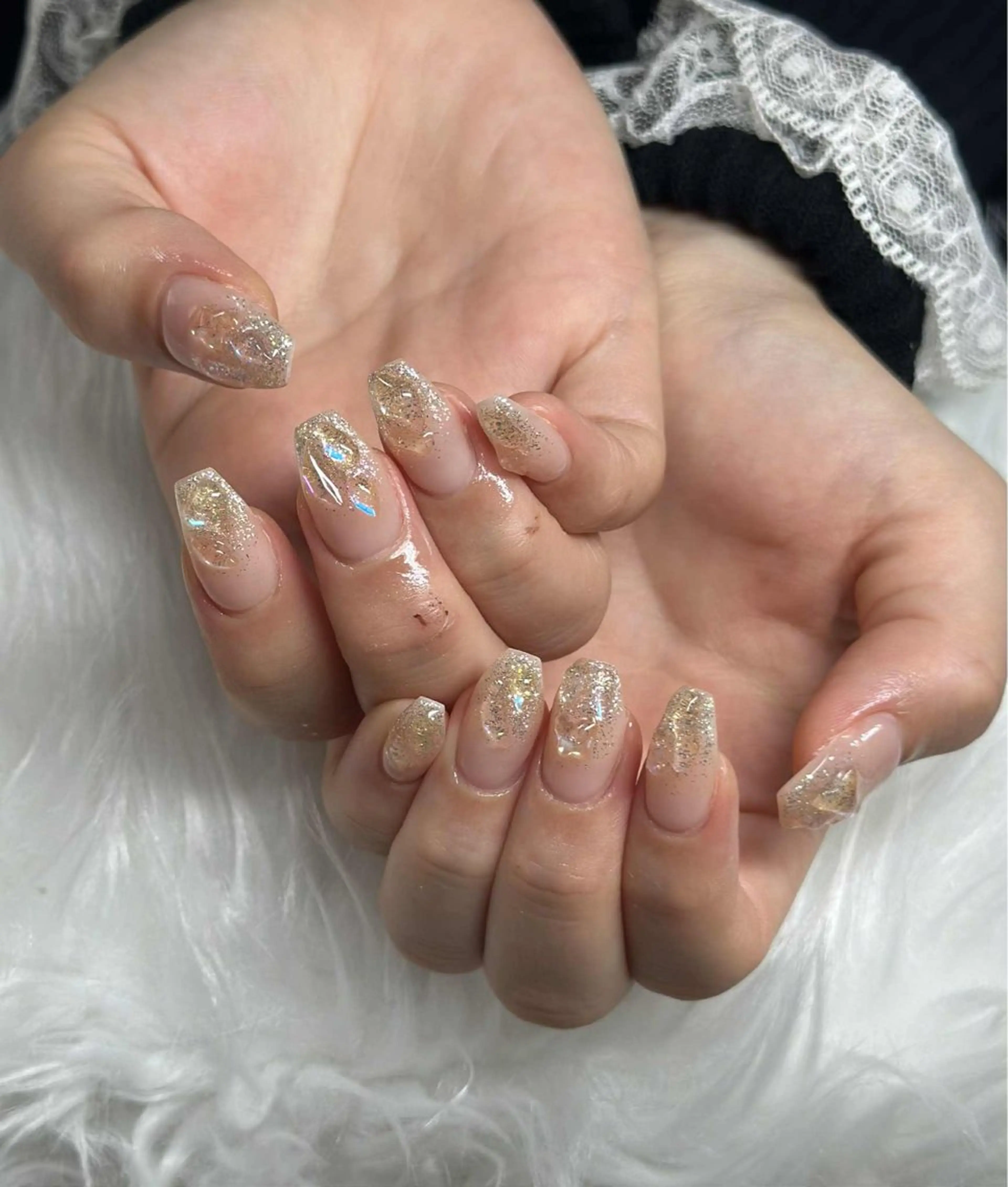 ネイル オーロラネイル フレンチネイル ジェルネイル ハロウィン キラキラネイル ハンドネイル H.baby Nail Salonのネイルデザイン