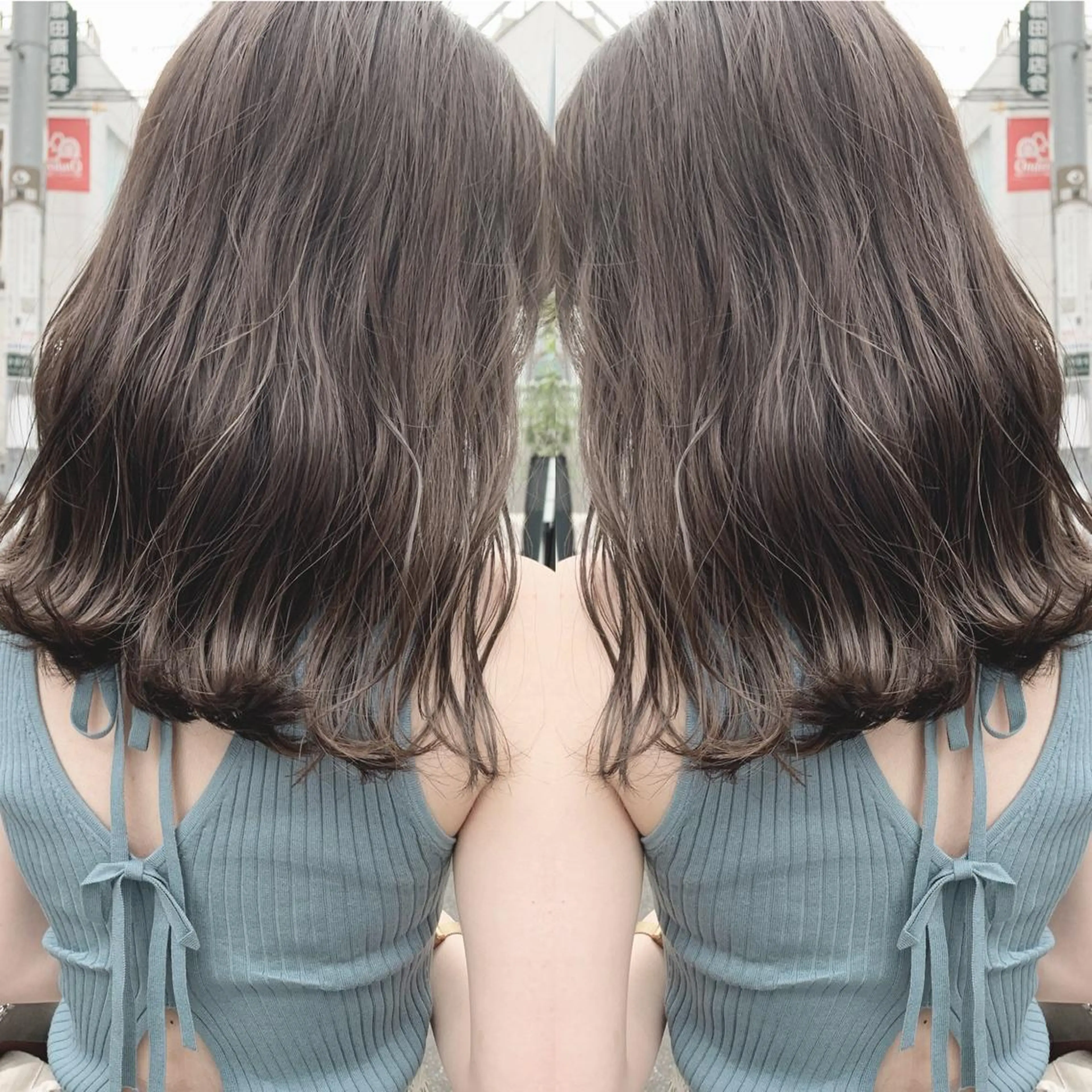 ロング カラー マツエク・マツパ ヘアカラー トリートメント ハイトーンボブ 前田 表参道 グレージュのヘアスタイル