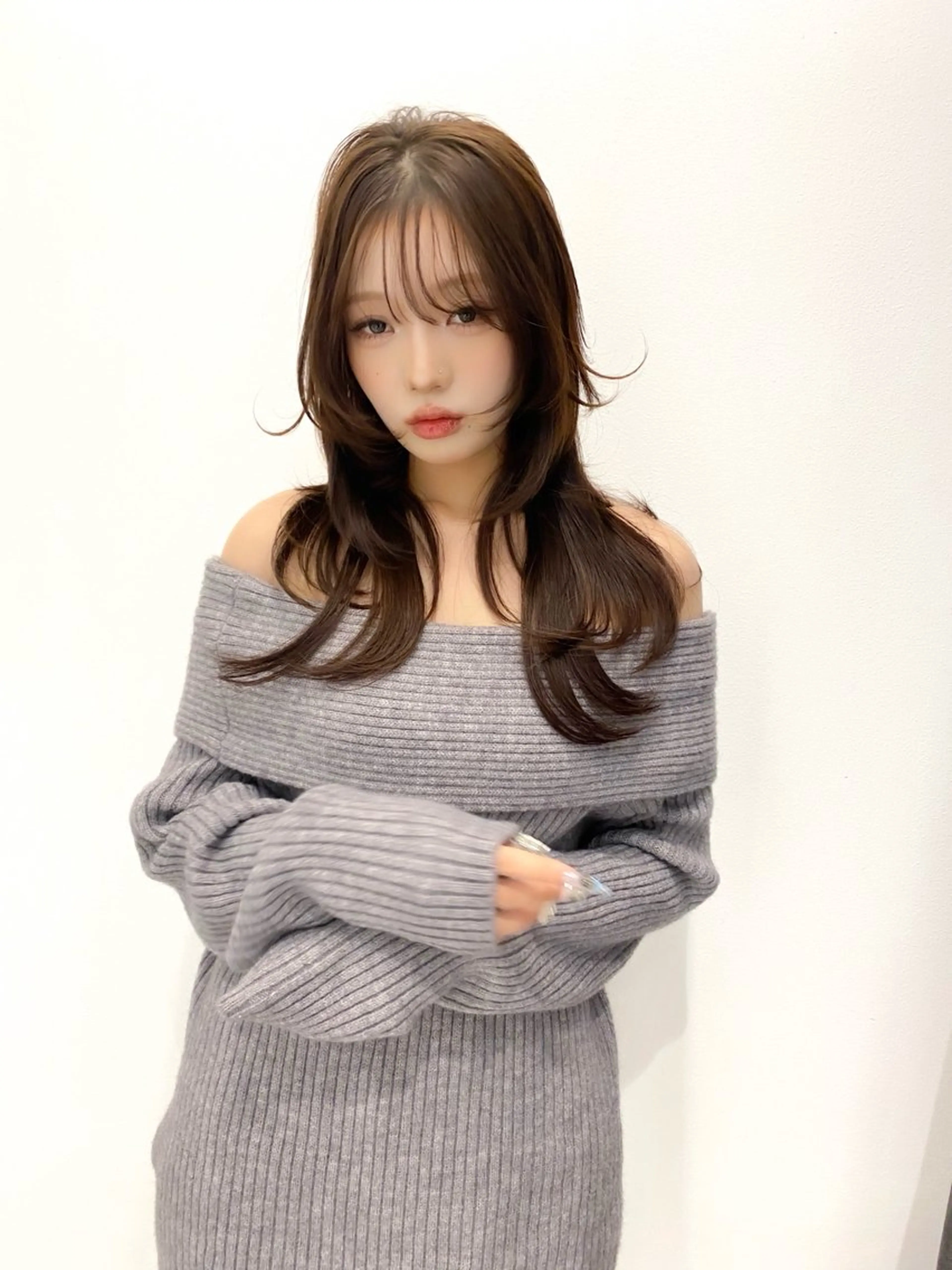 セミロング カット ヘアカラー ワンカールで可愛い レイヤーカット/宮田のヘアスタイル