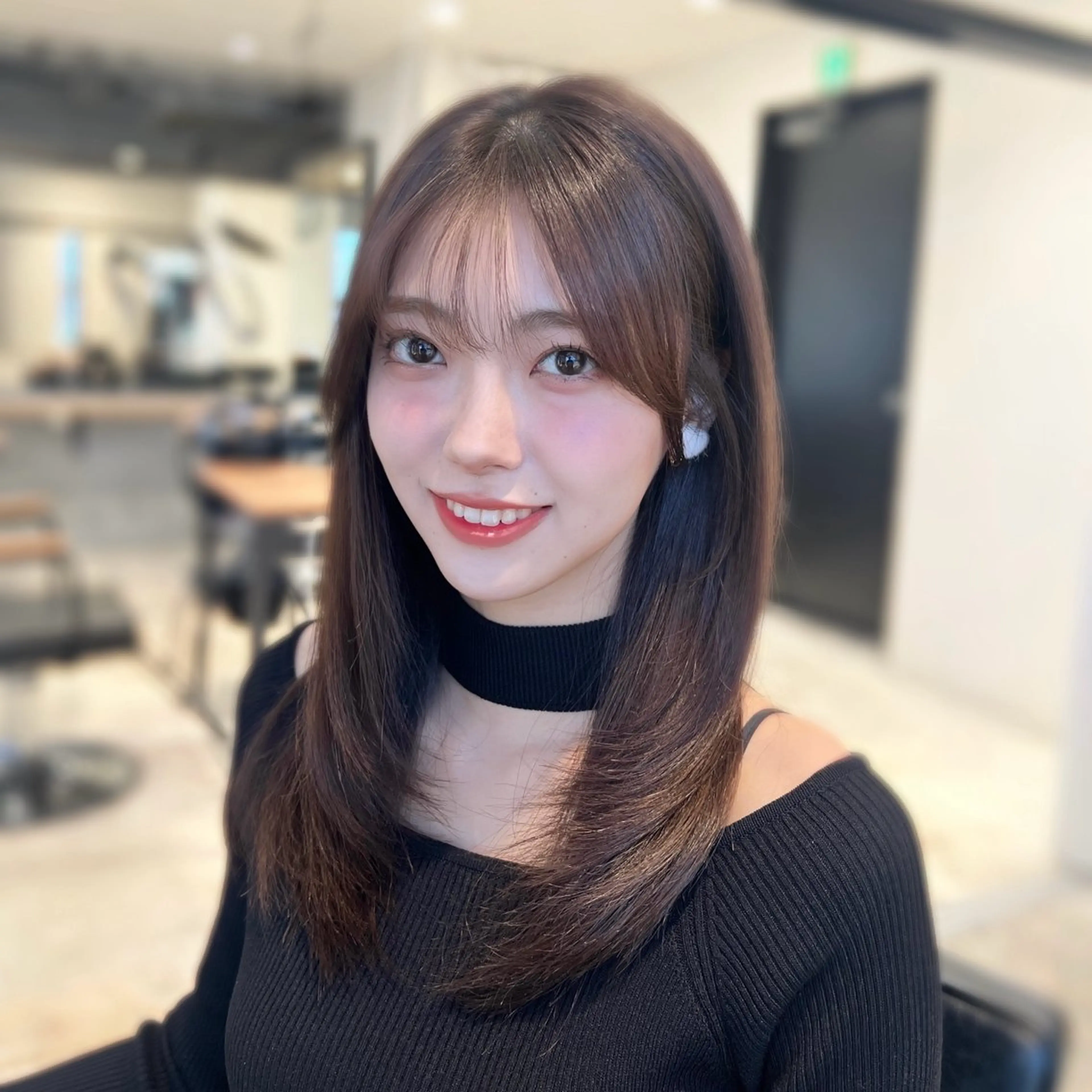 セミロング カラー レイヤーカット 髪質改善/韓国ヘア 顔まわり特化yutoのヘアスタイル