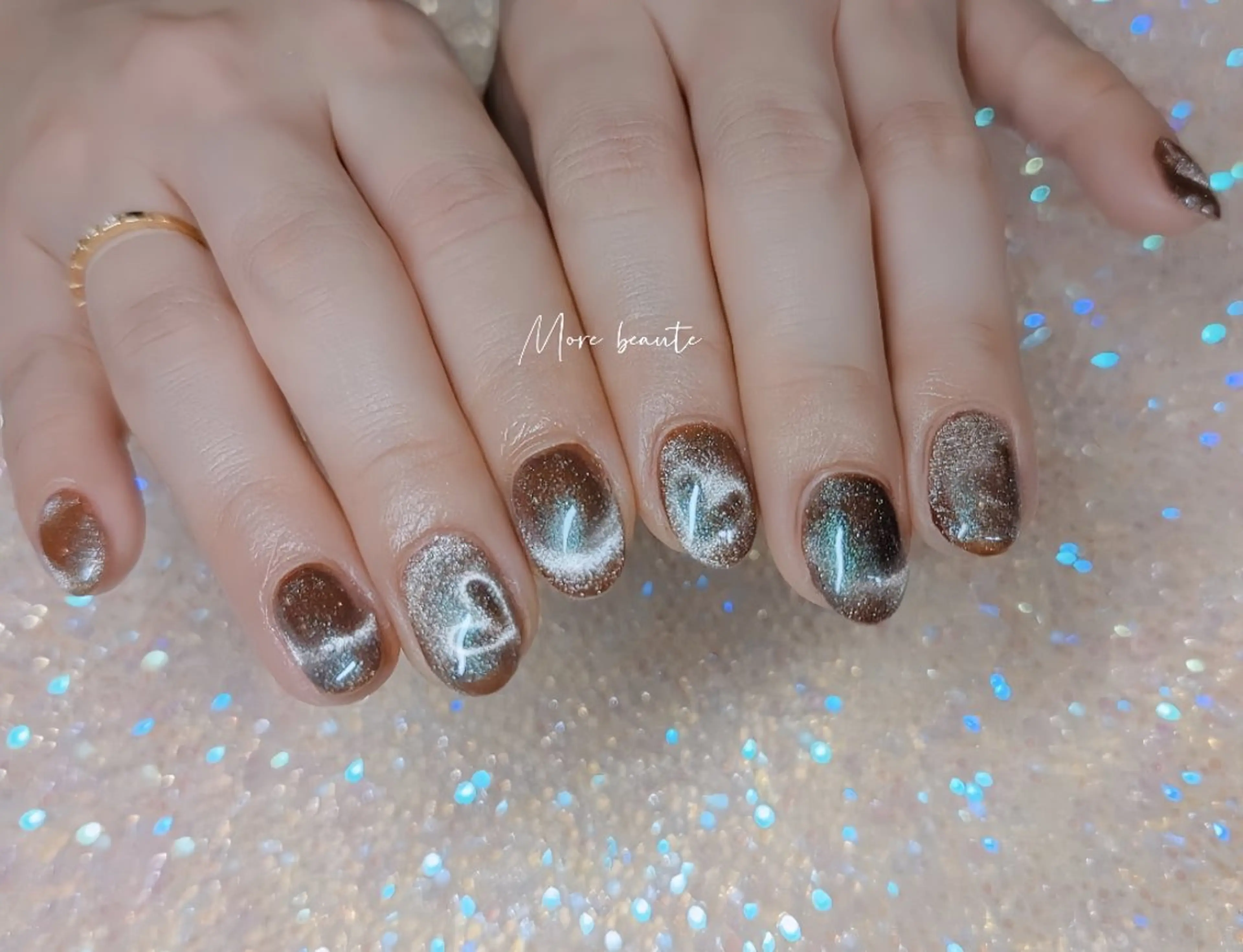 ネイル アートネイル ジェルネイル ハート 韓国ネイル マグネットネイル ハンドネイル I LOVE ME NAIL.｡.:*♡のネイルデザイン