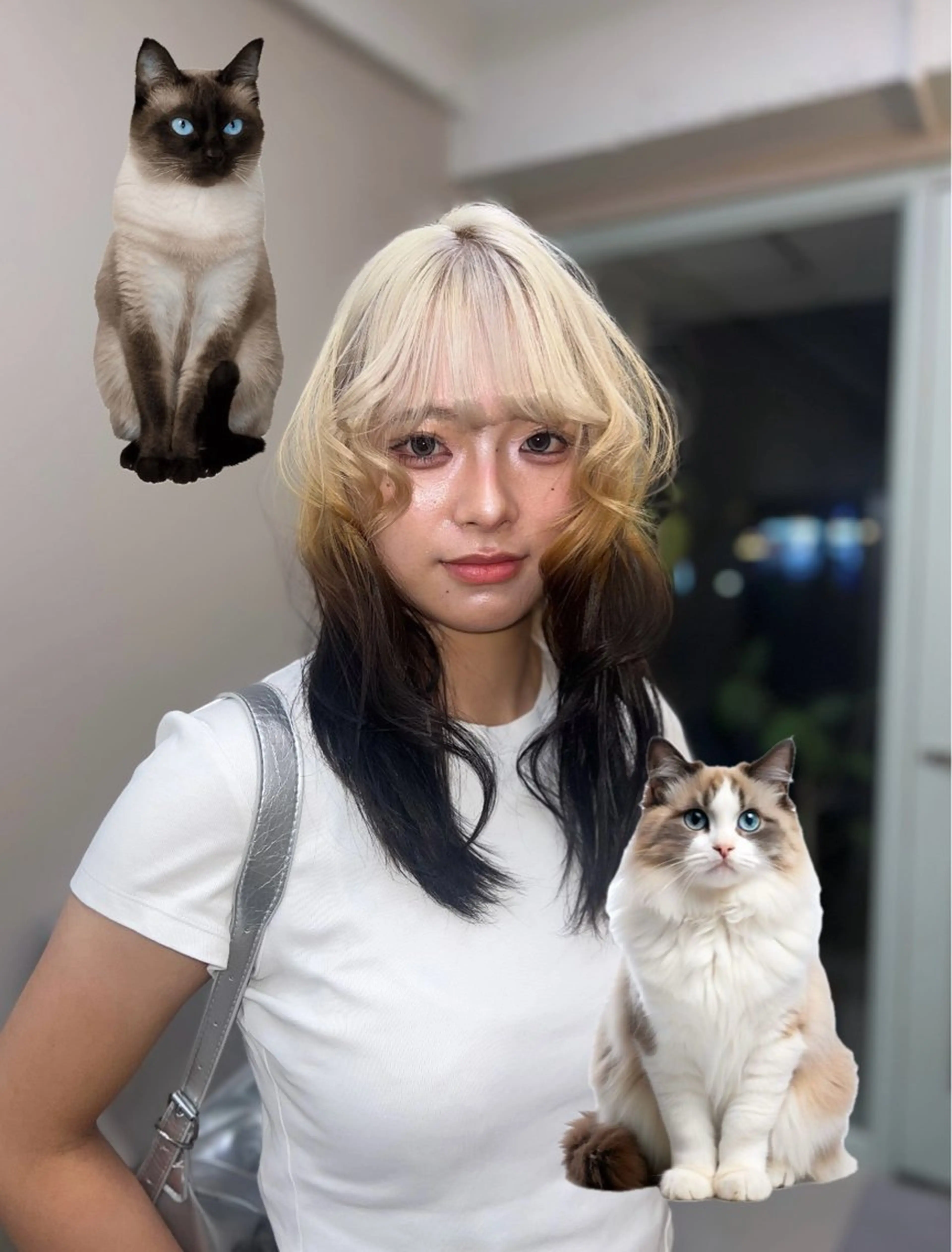 セミロング カラー ヘアカラー 岡山ハイトーン・ ルーツカラー/こもものヘアスタイル