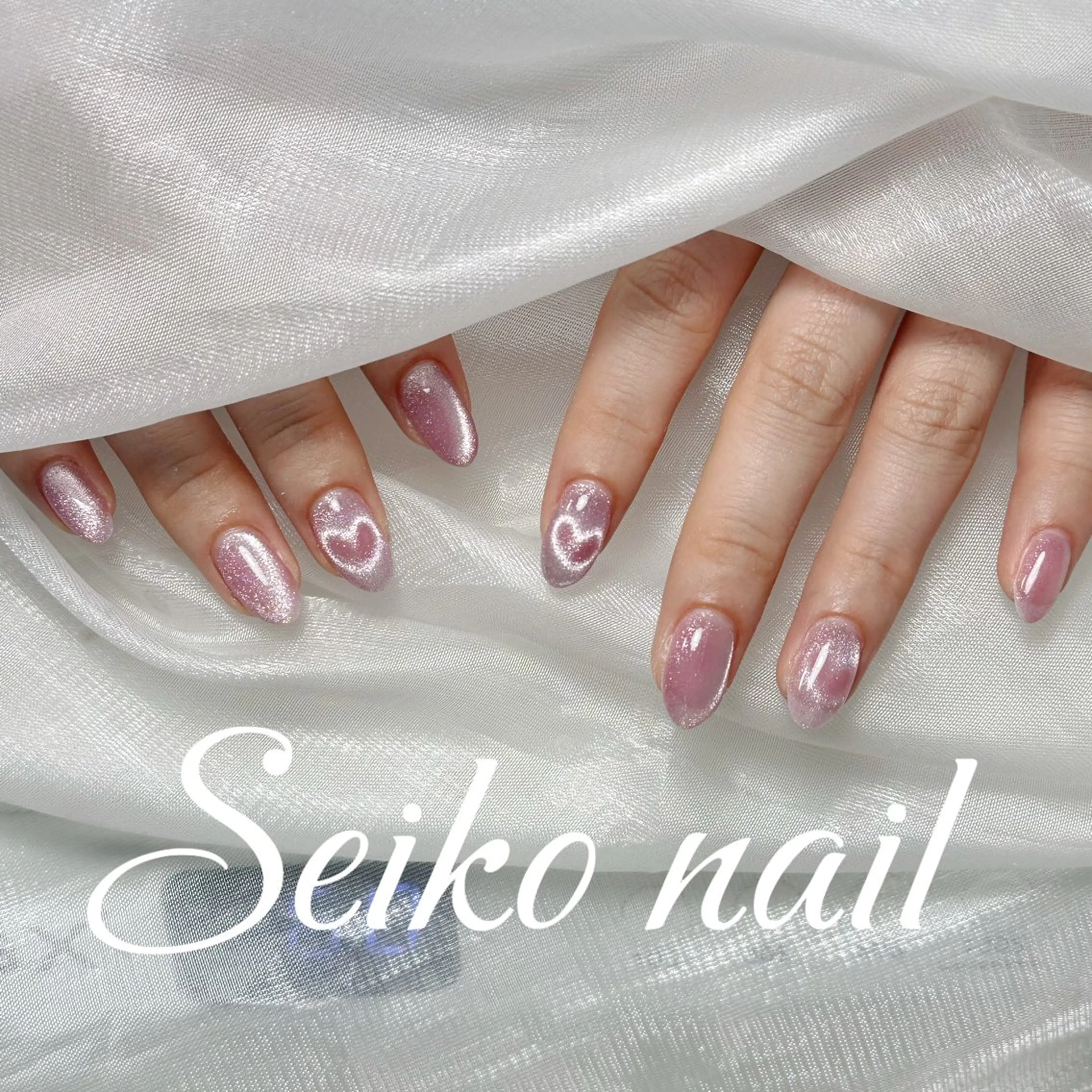 ネイル オーロラネイル 長さ出し フレンチネイル ジェルネイル ガーリー ハンドネイル seiko nail Nanami（渋谷）のネイルデザイン