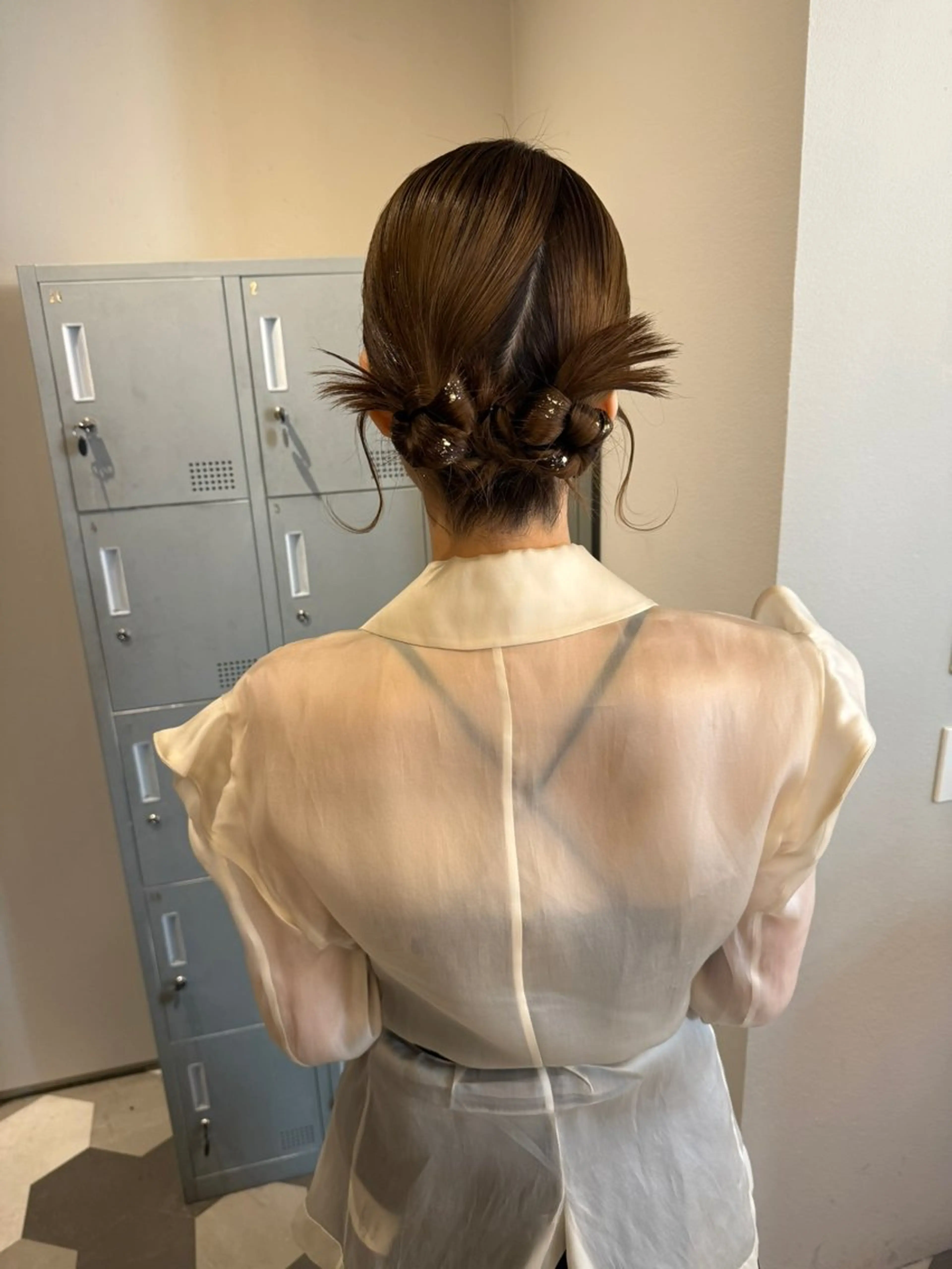 ミディアム ヘアアレンジ ヘアセット ブリーチ/アレンジ 天満/chihiroのヘアスタイル