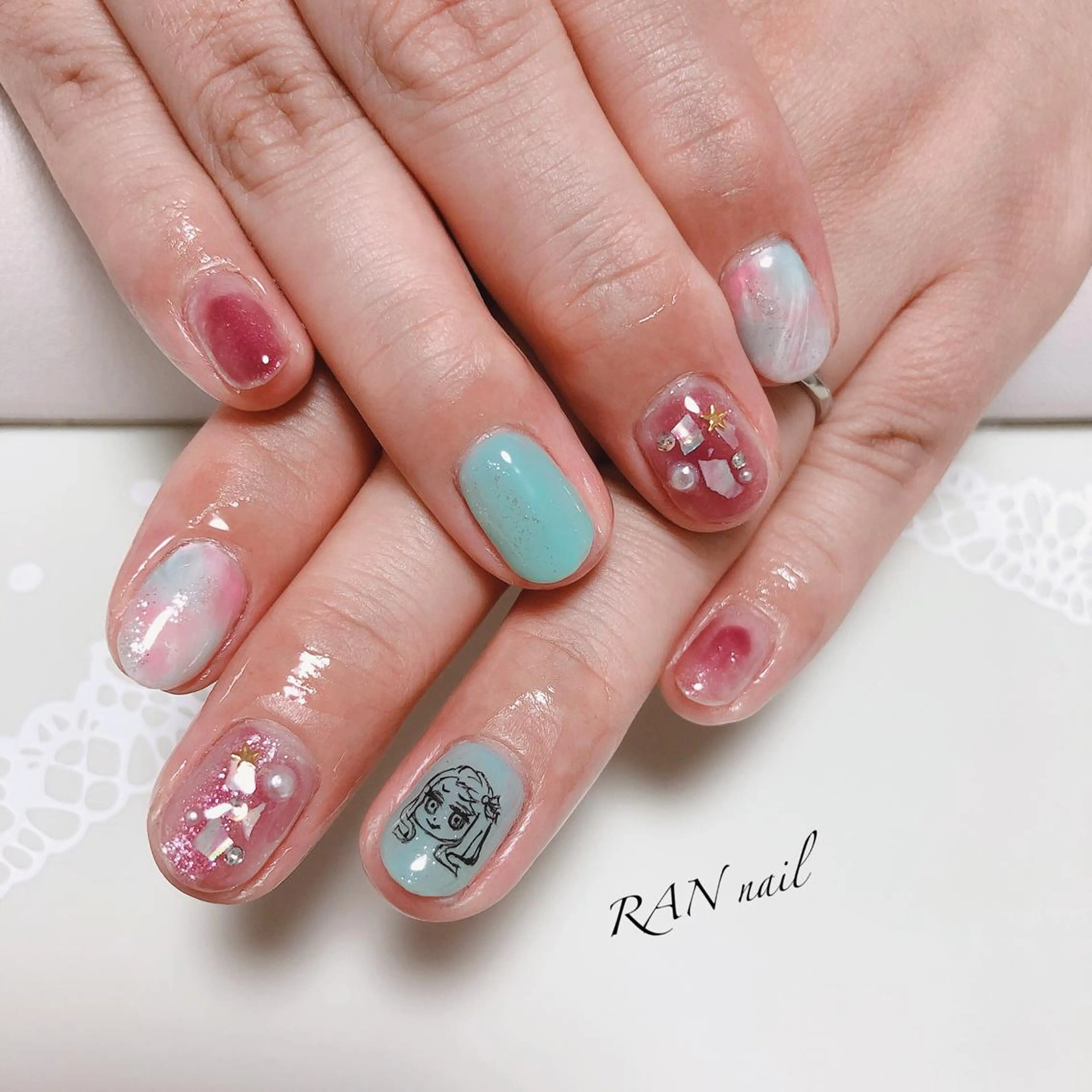 ネイル アートネイル キラキラネイル ラメ(グリッター) パステルネイル ハンドネイル フットネイル RAN nailのネイルデザイン
