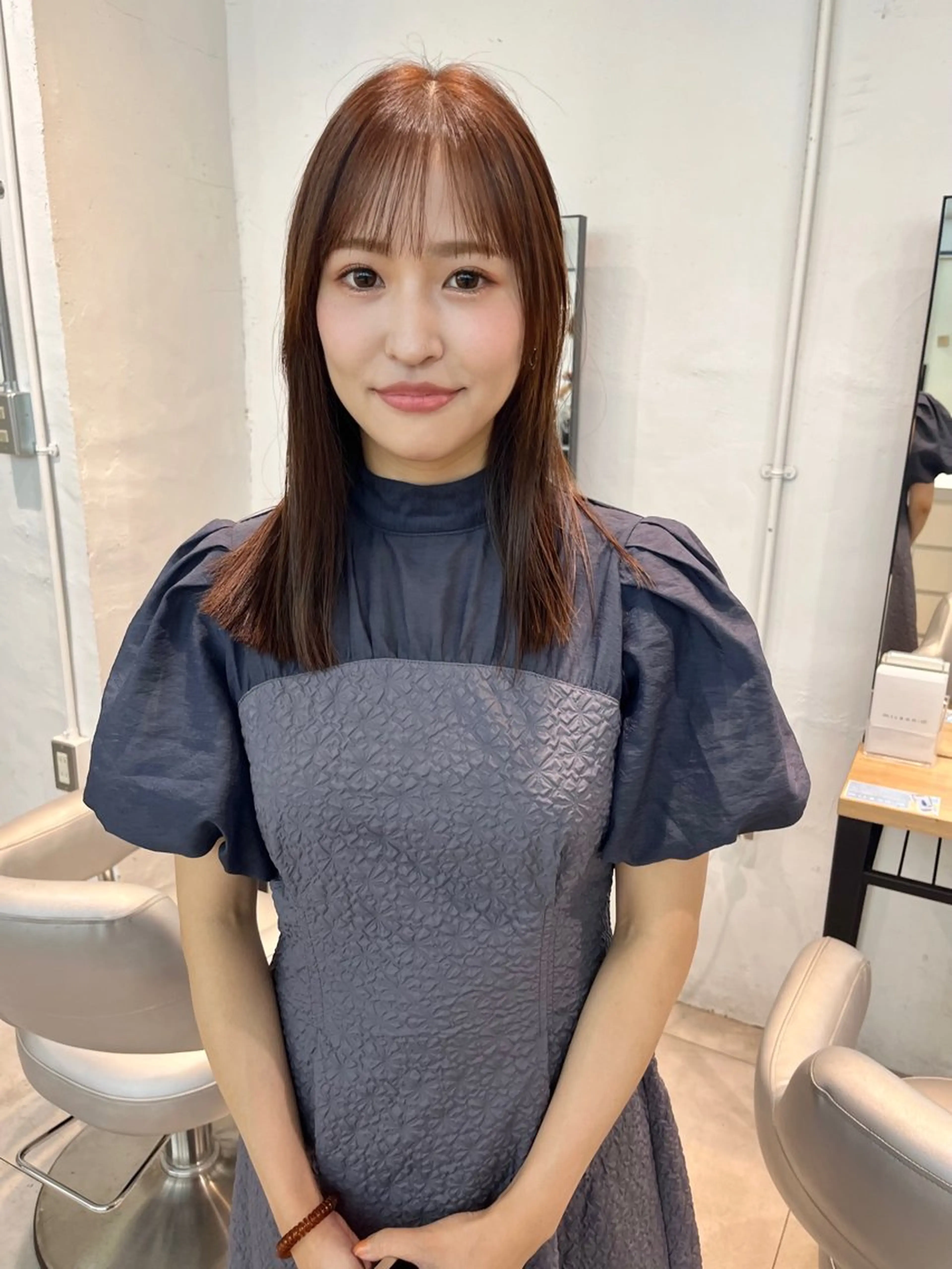 セミロング カラー ベージュカラー 髪質改善 トリートメント 顔周りカット/透明感 カラー✂️MEIのヘアスタイル
