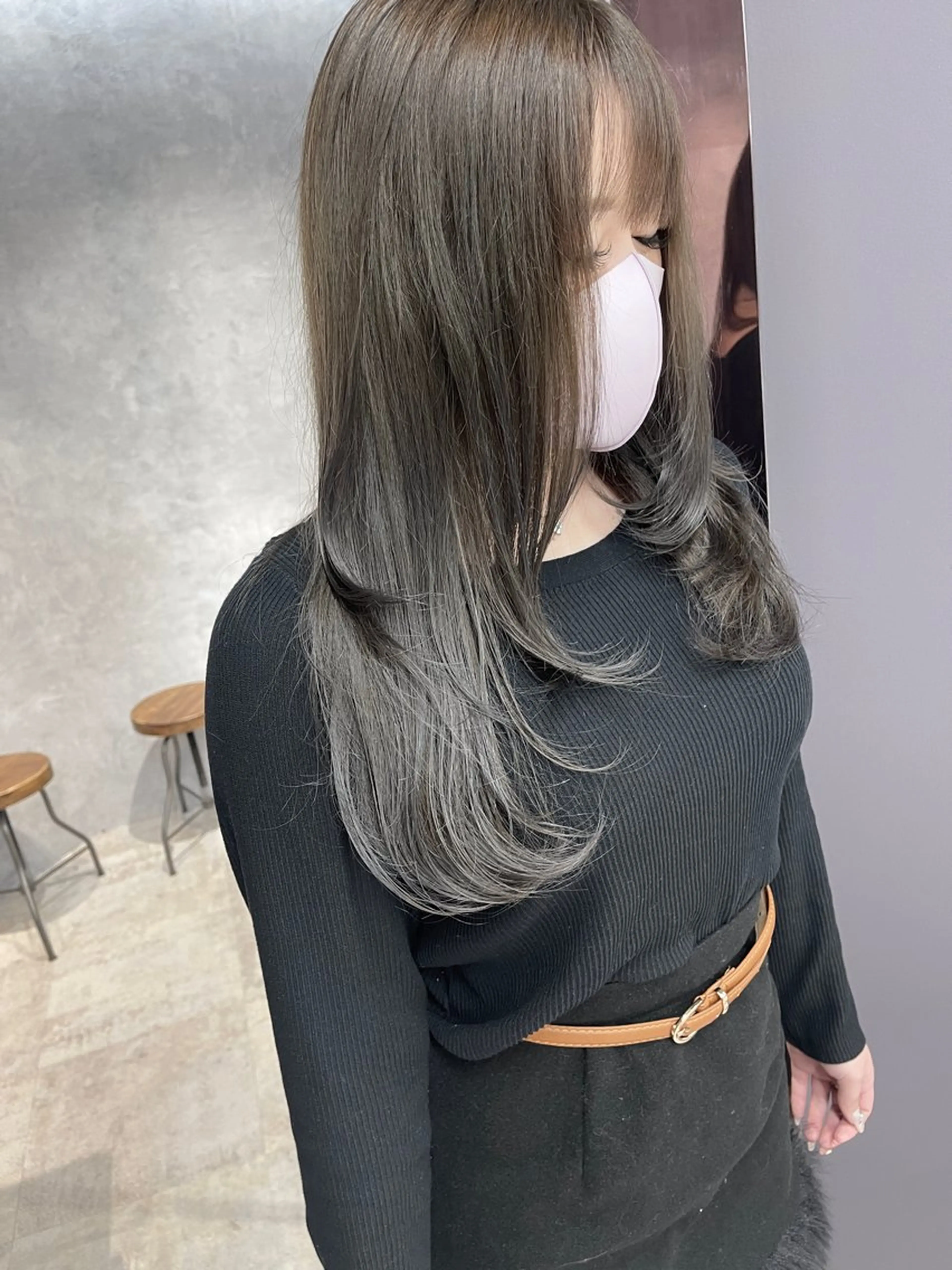 ロング カラー ブリーチ ケアブリーチ カット ヘアカラー トリートメント 福西 洋斗のヘアスタイル