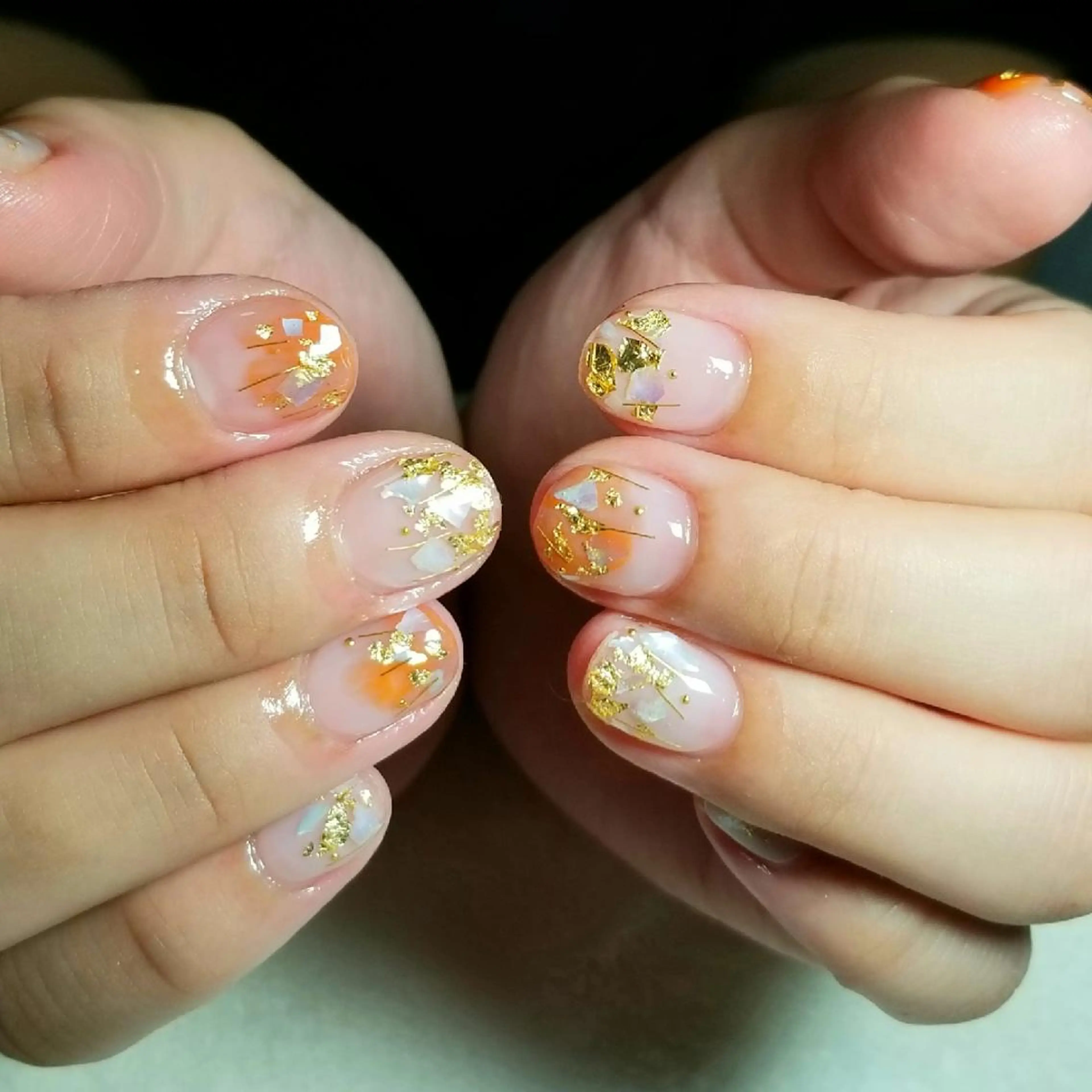 ネイル オレンジ ハンドネイル フットネイル trees_ nailのネイルデザイン