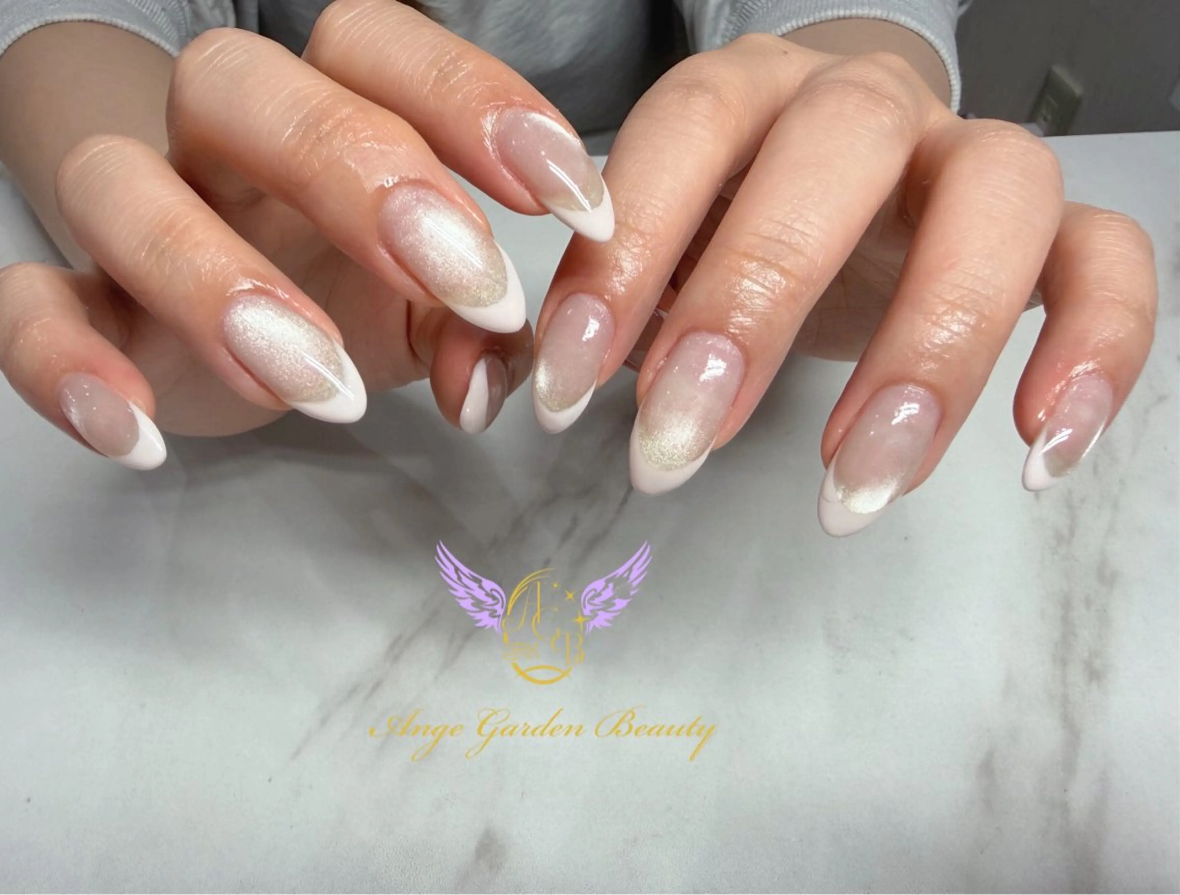 ネイル フレンチネイル パステルネイル ピンク ハンドネイル AngeGarden Beautymihoのネイルデザイン
