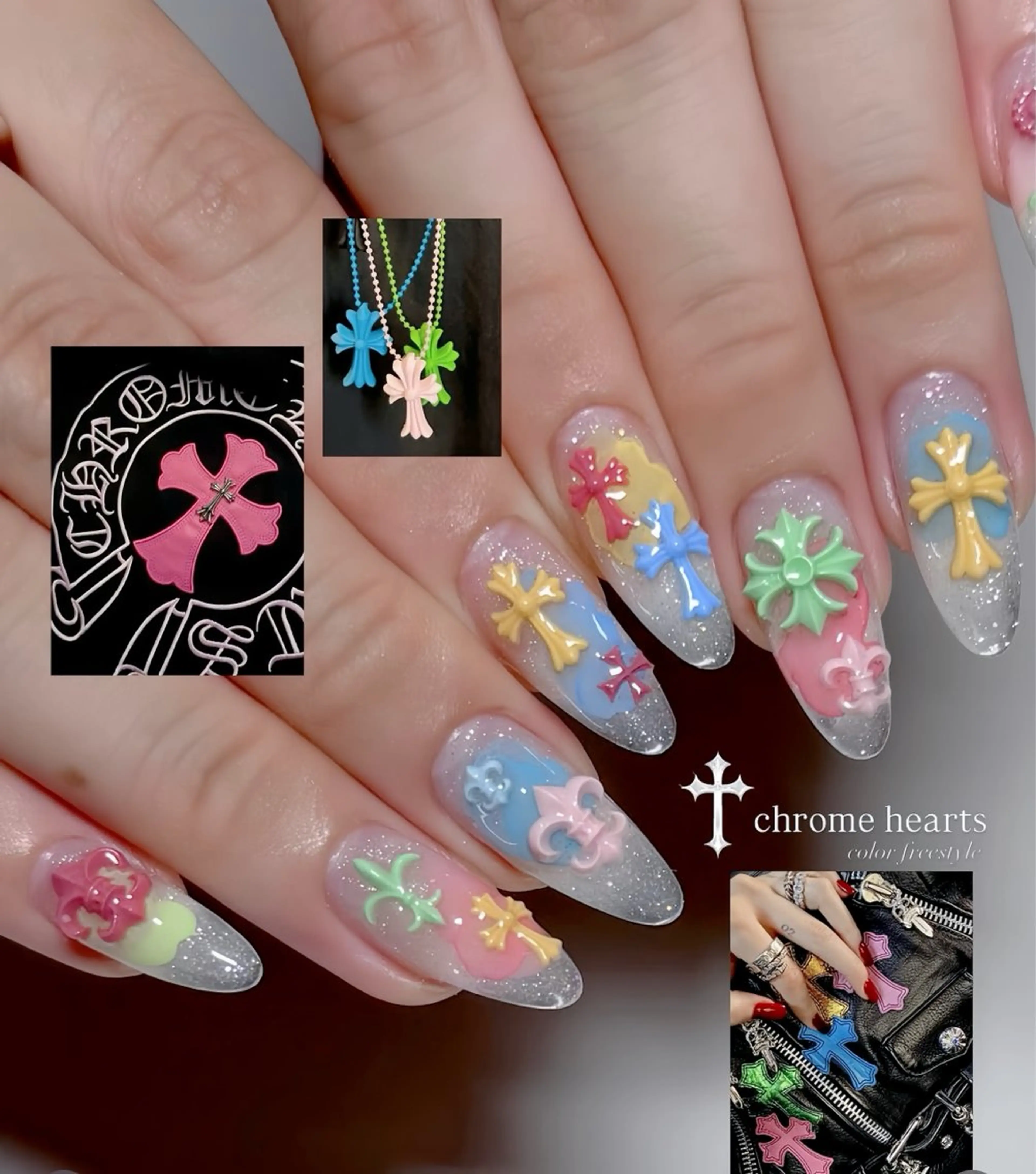 ネイル オーロラネイル チークネイル 桜ネイル クリアネイル ドット ハンドネイル Rin Nail Shinokuboのネイルデザイン