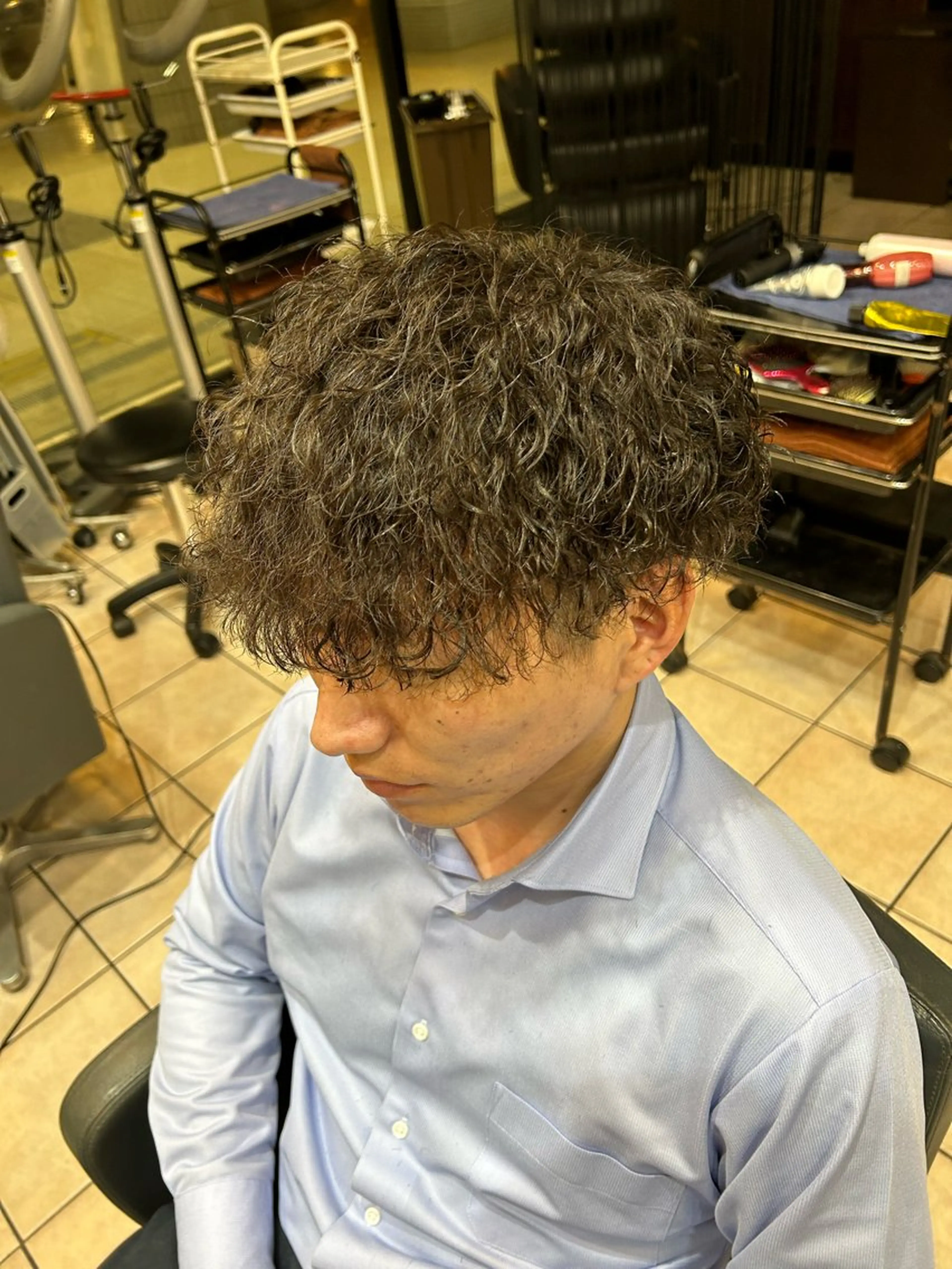 ミディアム パーマ メンズ 大阪/梅田/シャドウ パーマ/ノボリユウタのヘアスタイル