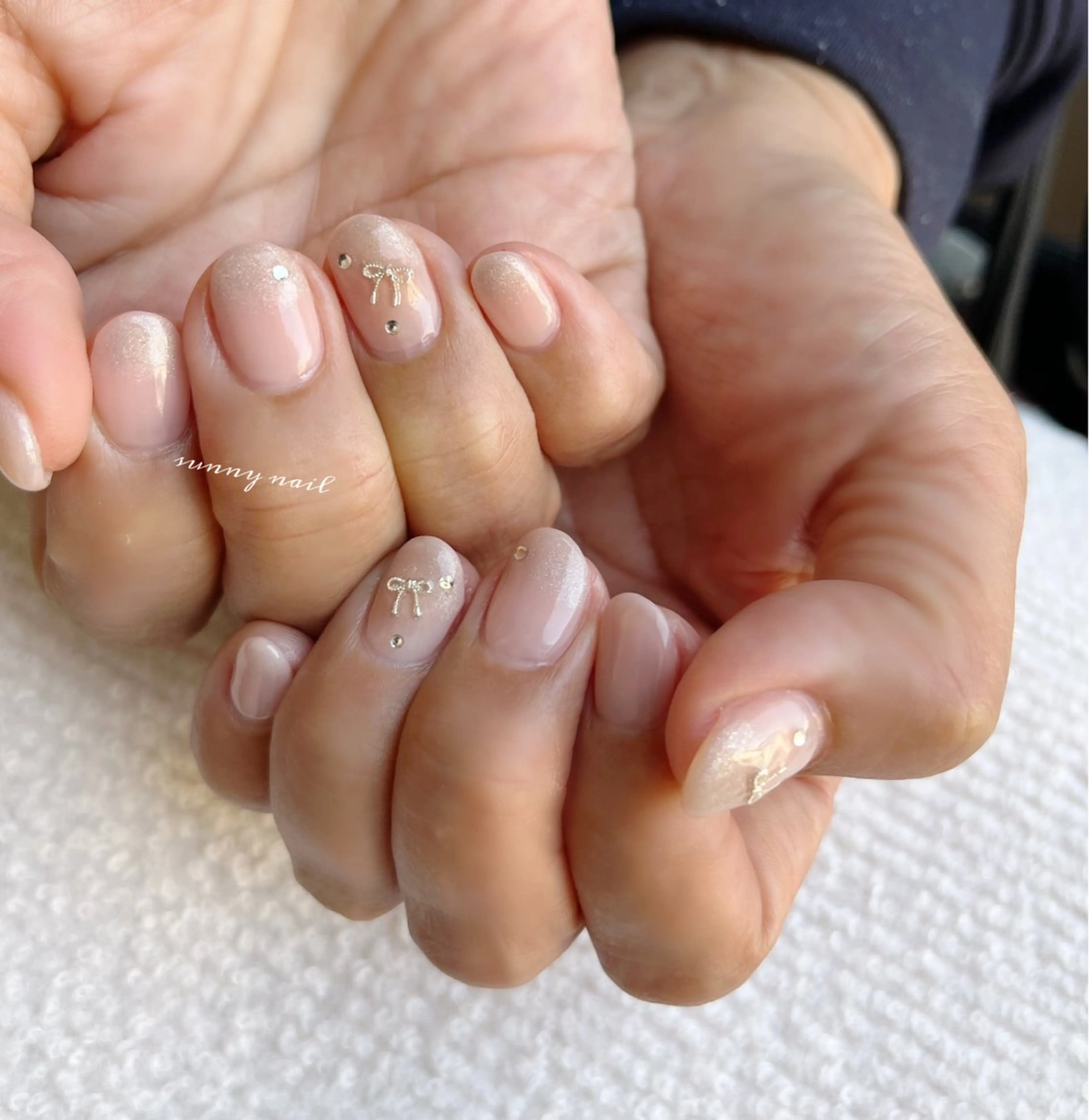 ネイル ジェルネイル マグネットネイル パラジェル ピンク リボン sunny nailのネイルデザイン