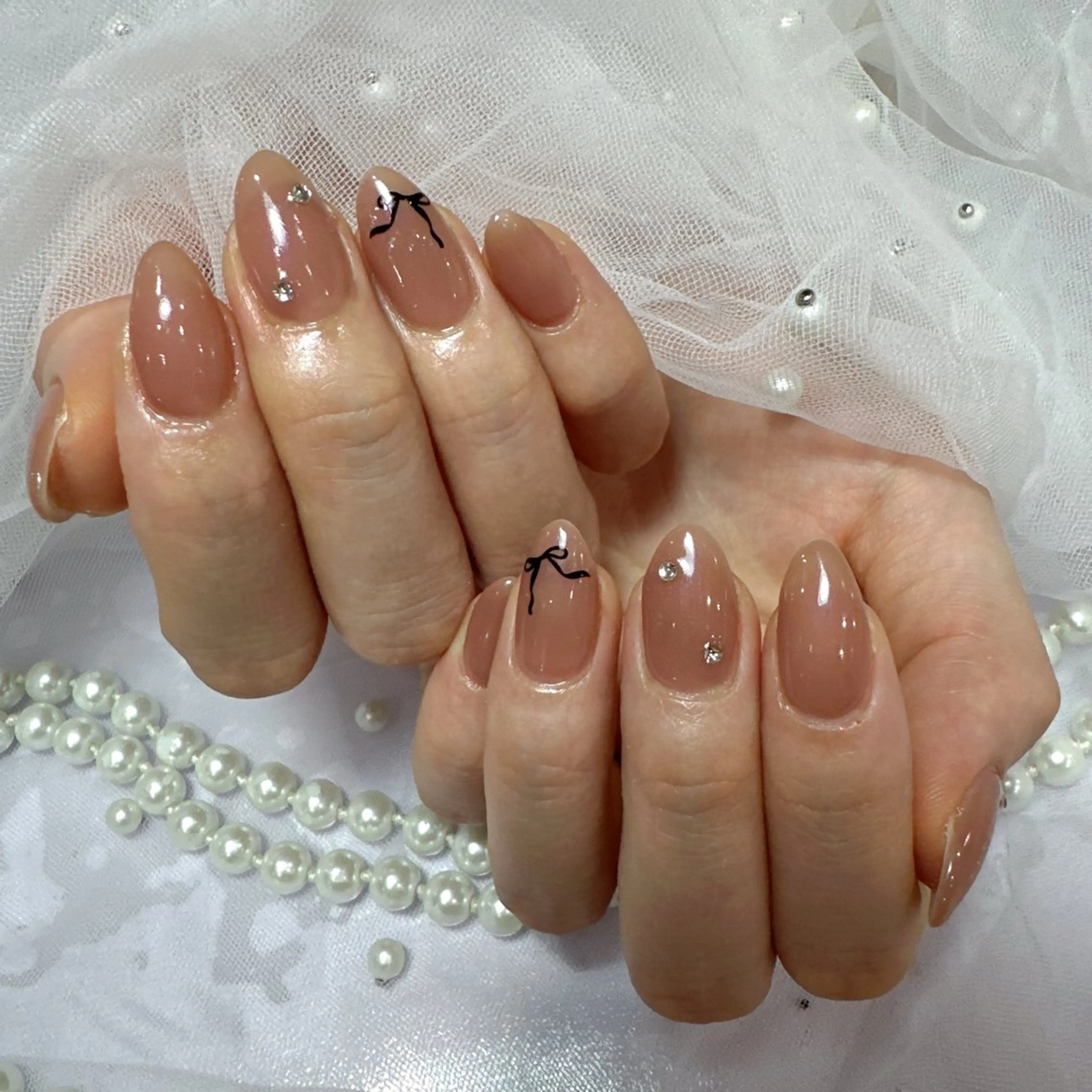 ネイル アートネイル フラッシュネイル フレンチネイル ジェルネイル ガラスフレンチ ハンドネイル You&Me Miyuのネイルデザイン