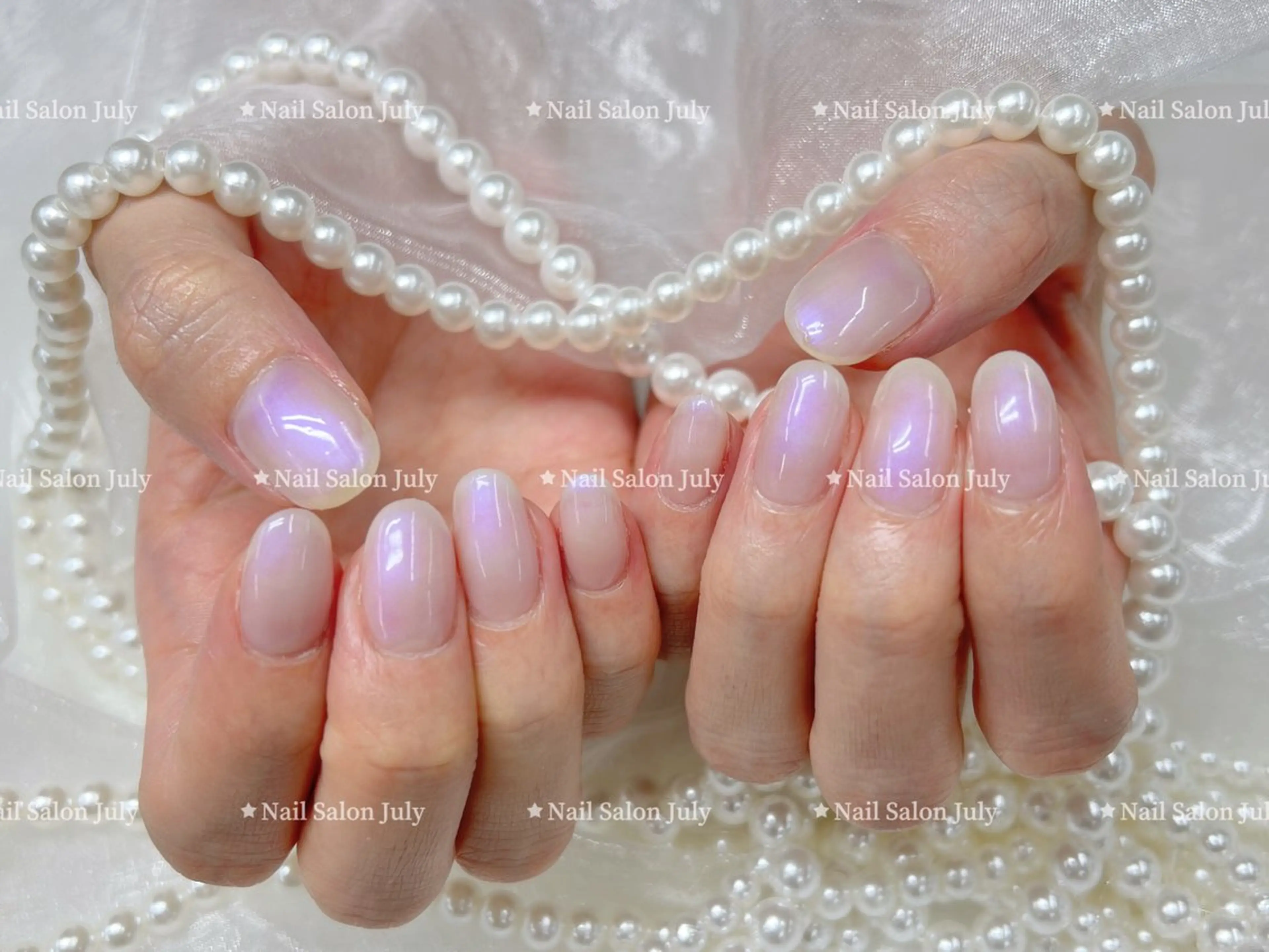 ネイル アートネイル オーロラネイル ジェルネイル ガーリー キラキラネイル July モモのネイルデザイン