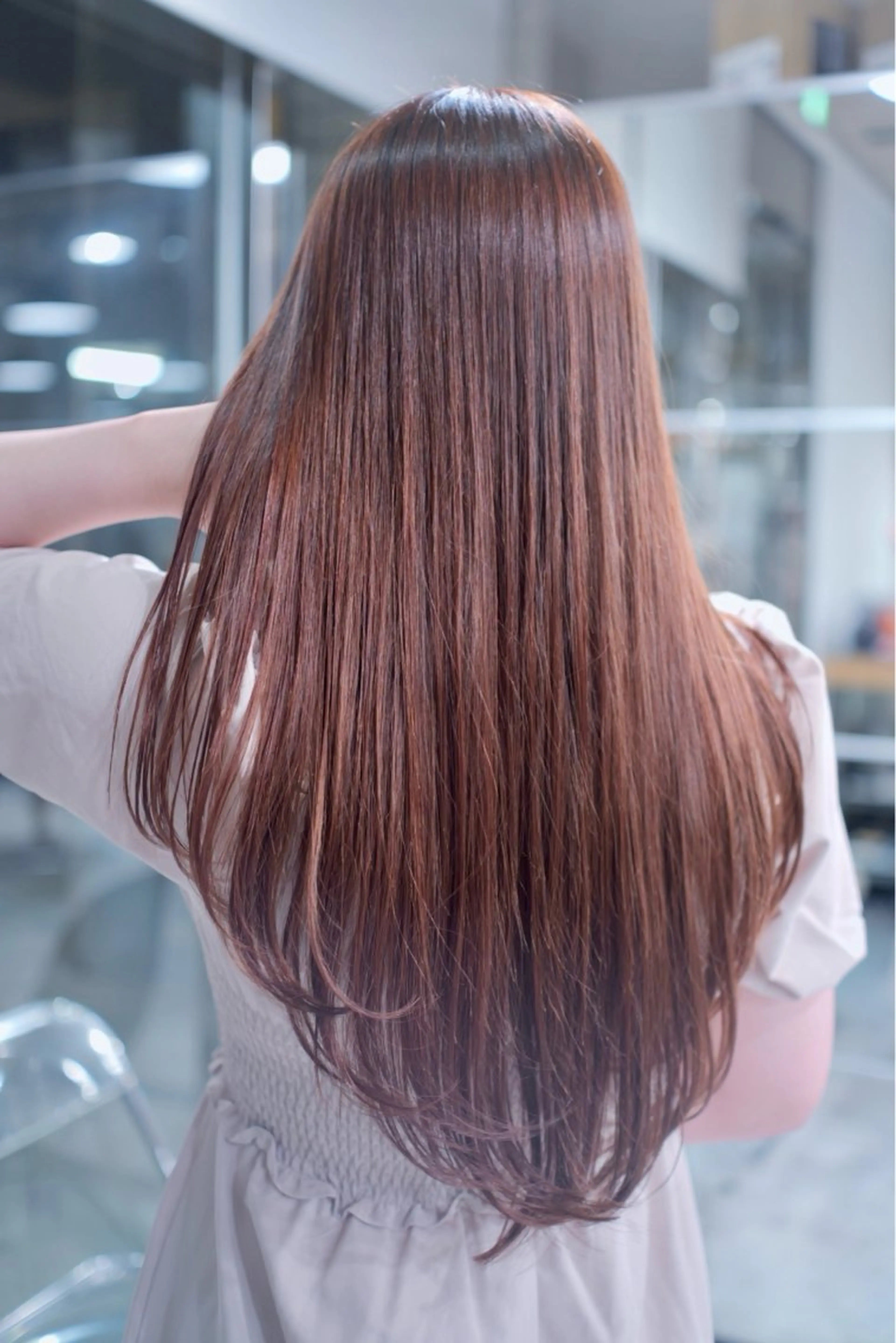 ロング ハッシュカット ハイレイヤー ハイライト 韓国風ヘア レイヤーカット Nao/ 大宮/外国人風カラーのヘアスタイル