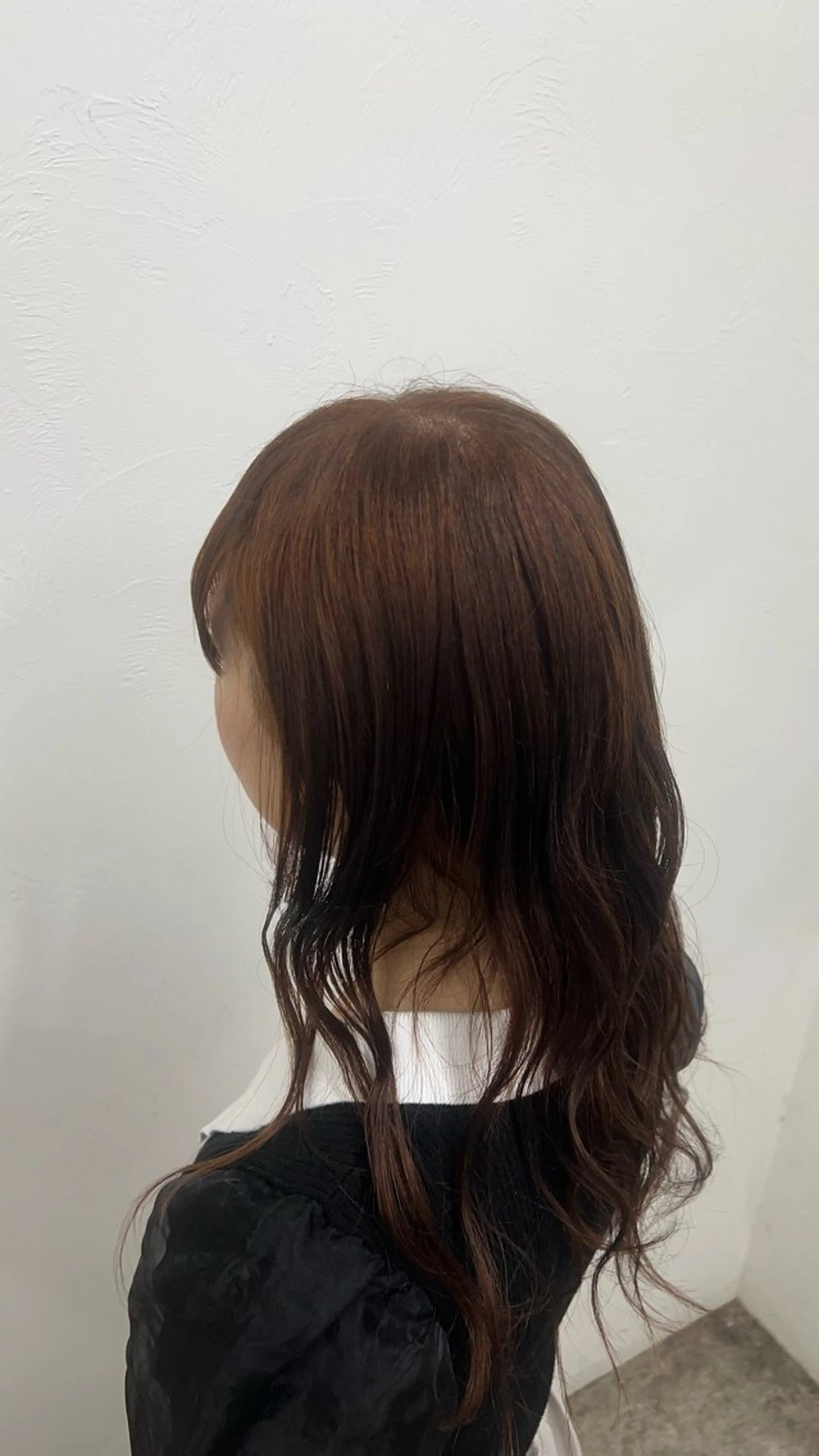 ミディアム オレンジブラウン ヘアカラー 等々力 唯奈のヘアスタイル