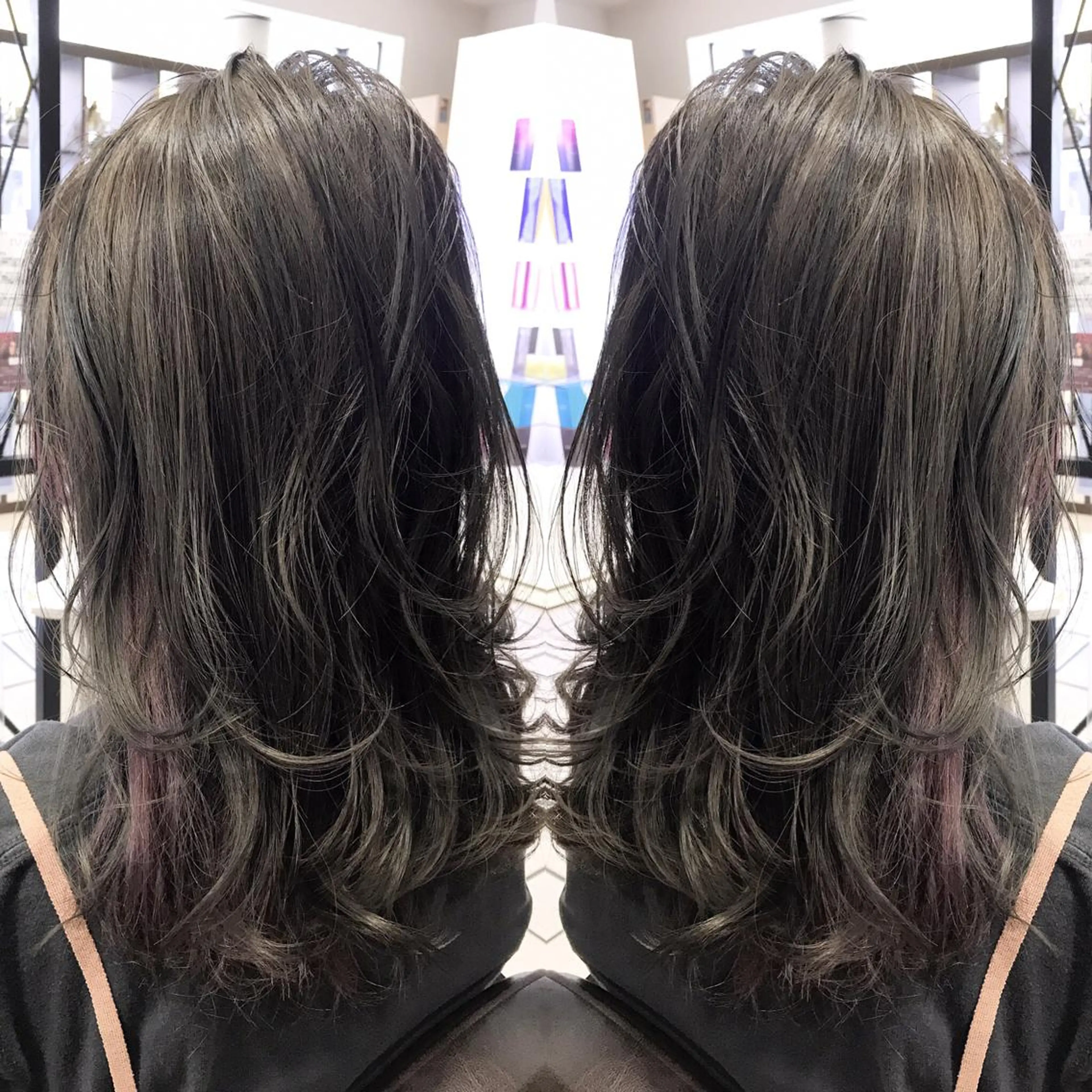 セミロング カラー シールエクステ⭐️ オオミタクヤのヘアスタイル