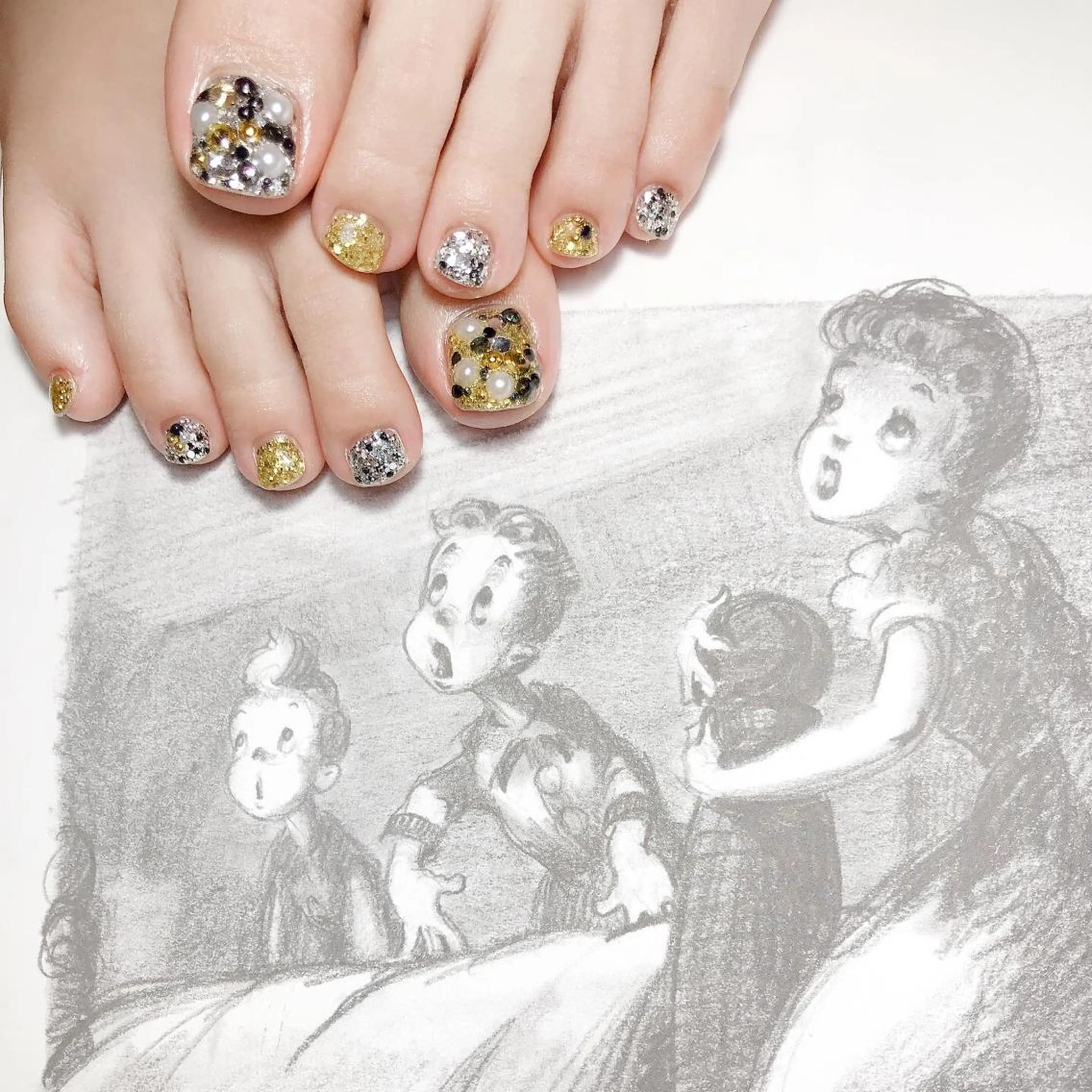 ネイル フットネイル キラキラネイル owlnail /持込みデザイン専門のネイルデザイン