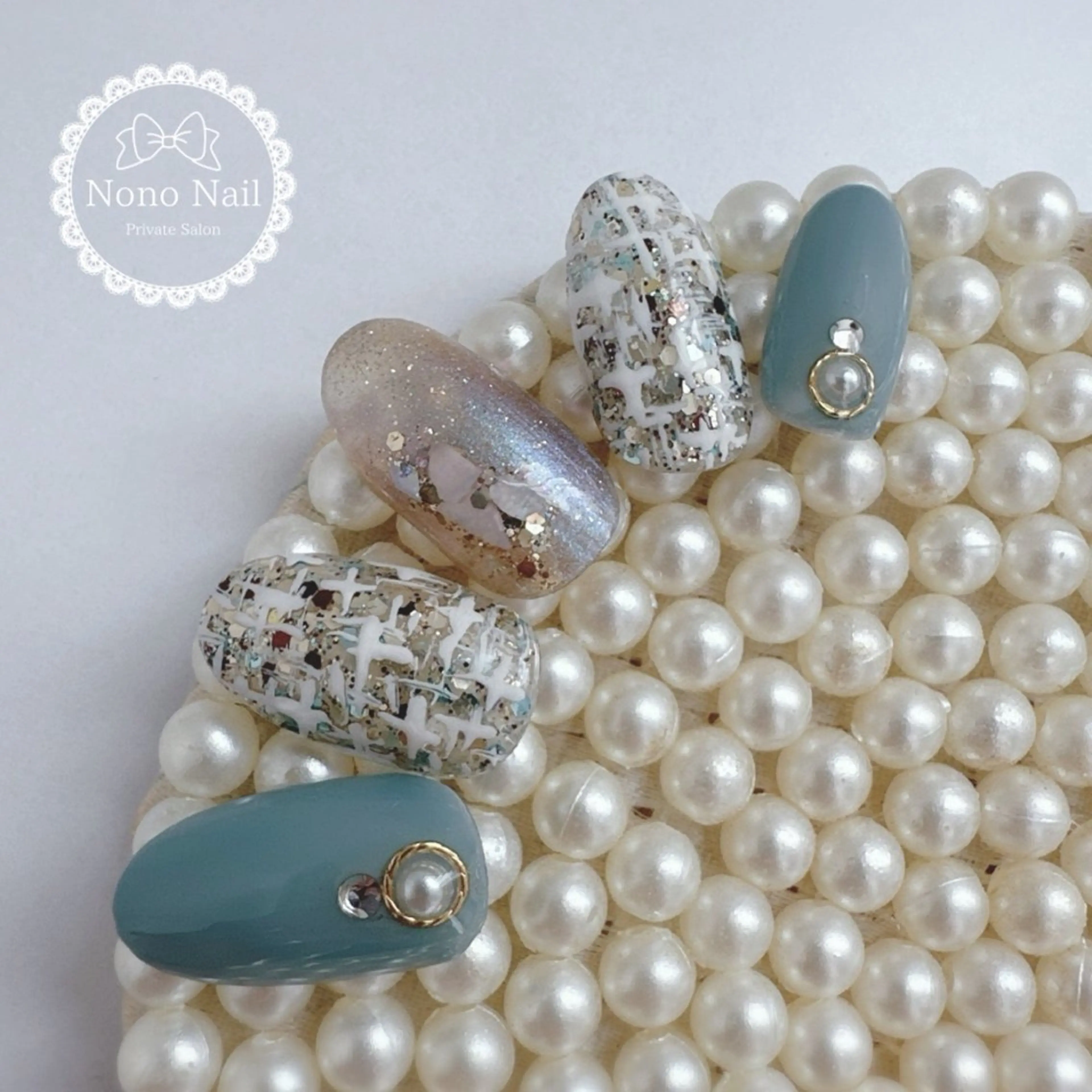 ネイル ブルー 卒業式 冬ネイル ハンドネイル Nono Nail ノノネイルのネイルデザイン