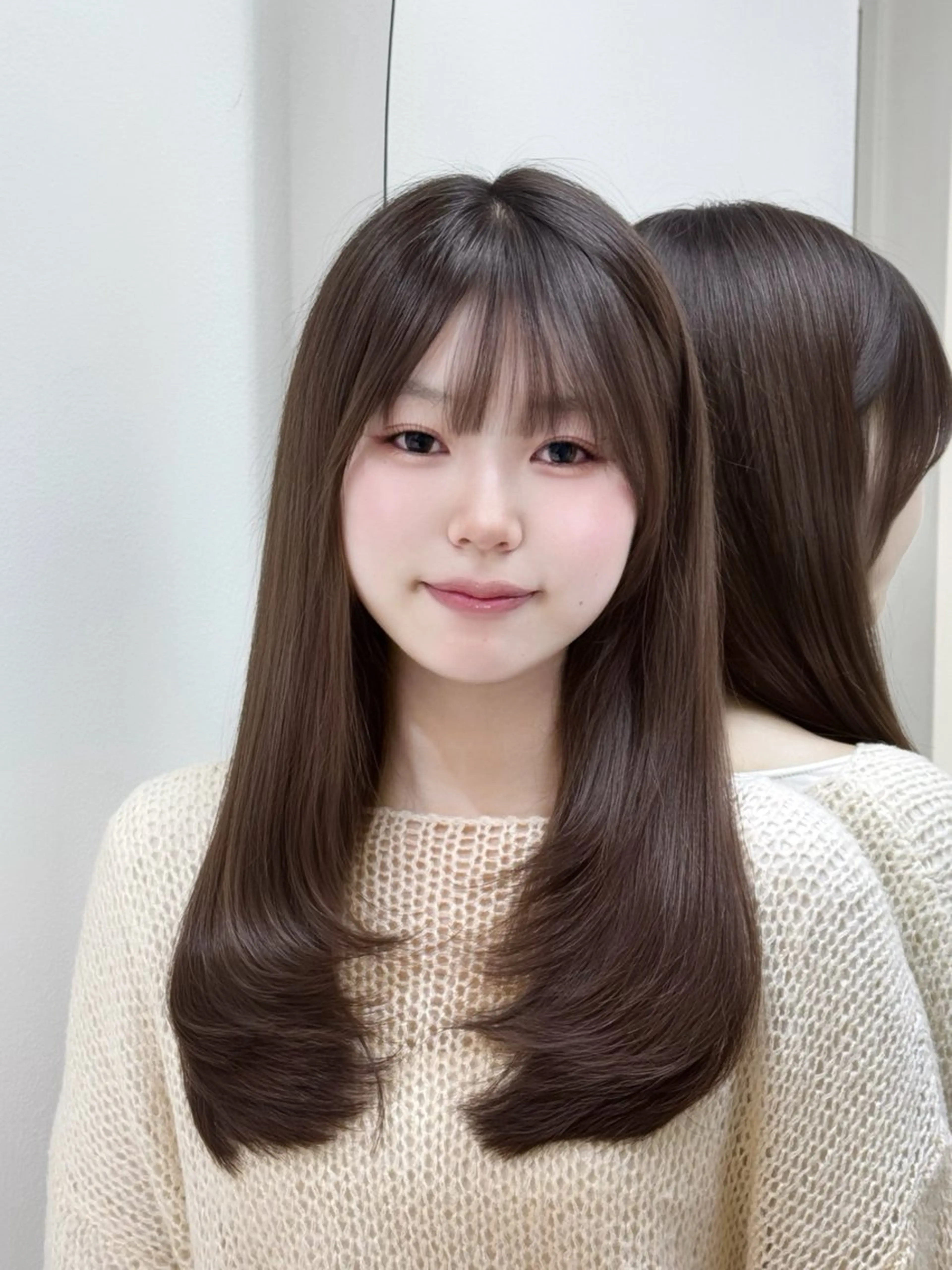 セミロング 韓国風ヘア レイヤーカット 韓国ガーリーヘア🎀 Sayaka🤍のヘアスタイル