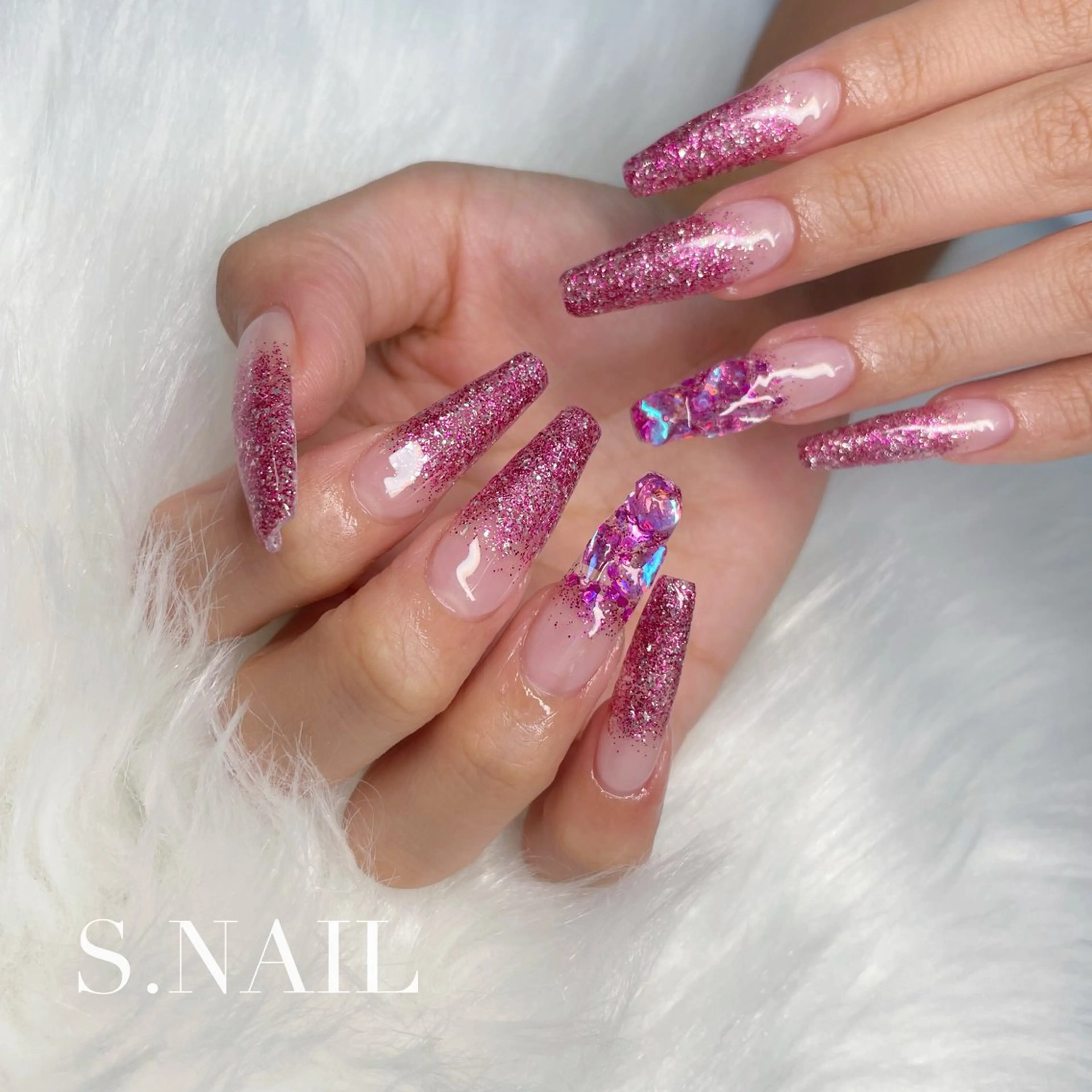 ネイル グラデーション ラメ(グリッター) ラメグラデーション ハンドネイル S.NAIL Suuのネイルデザイン