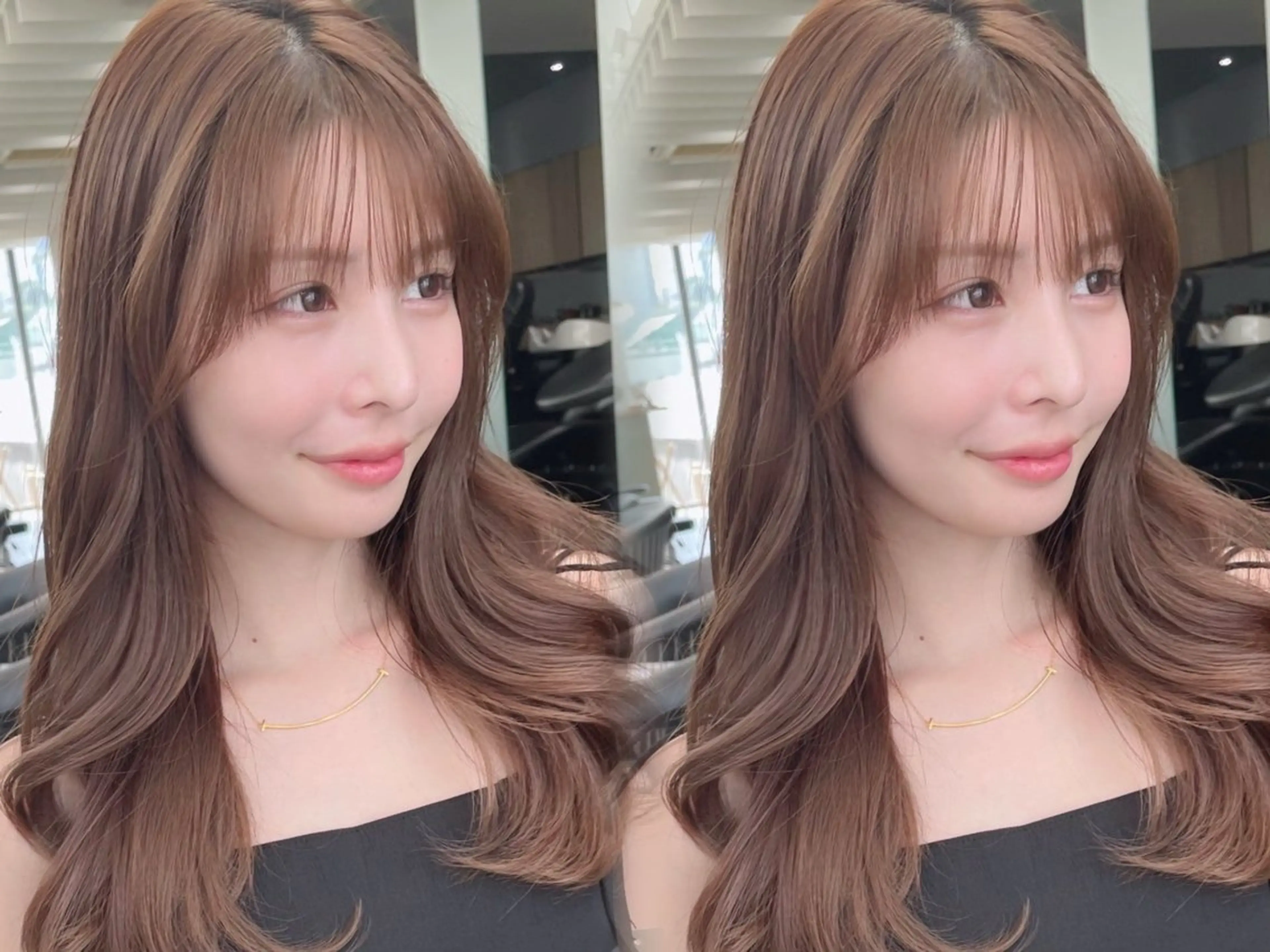 ロング カラー 山崎/ボブ縮毛矯正 レイヤー髪質改善のヘアスタイル