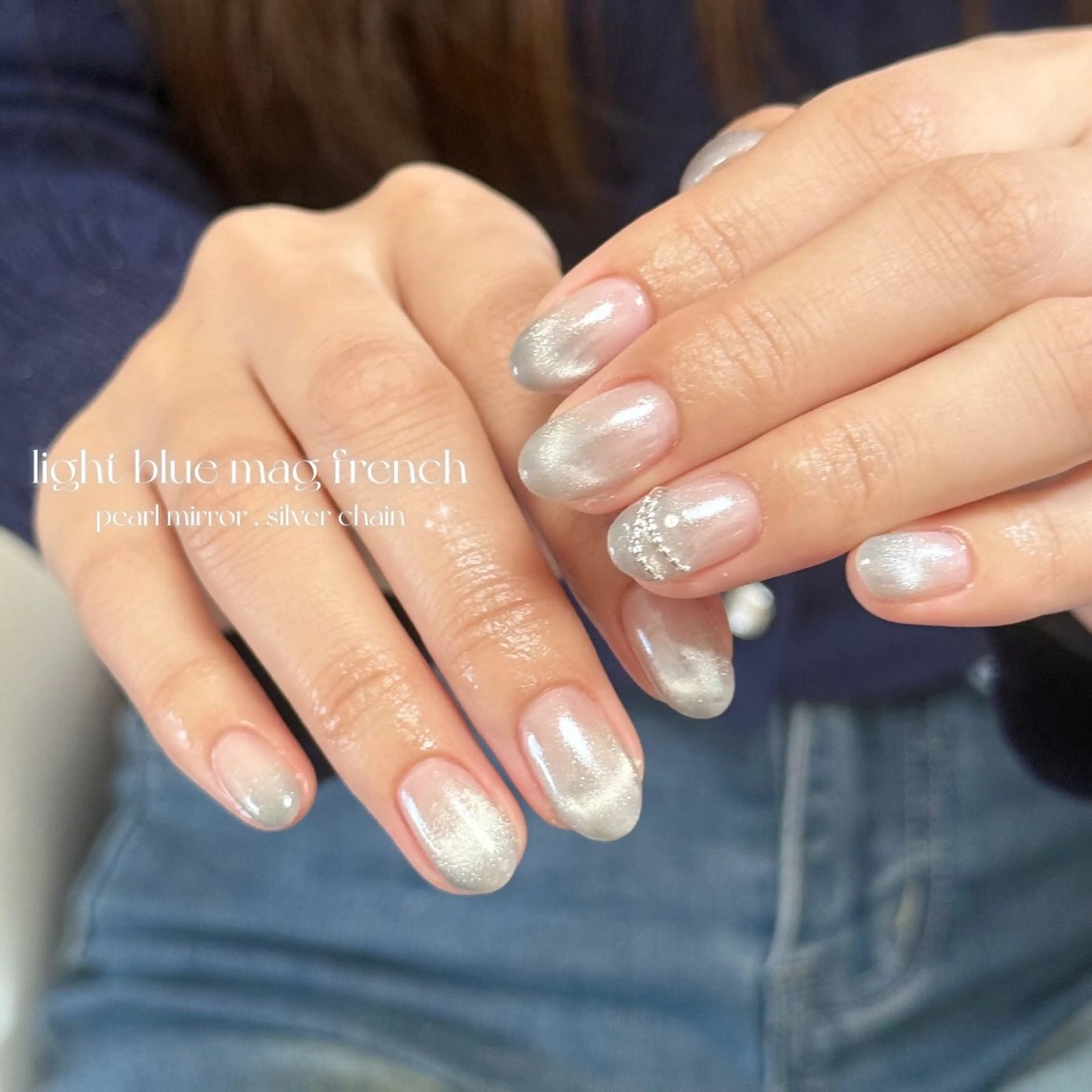 ネイル 水色 ハンドネイル nail salon rhuneのネイルデザイン