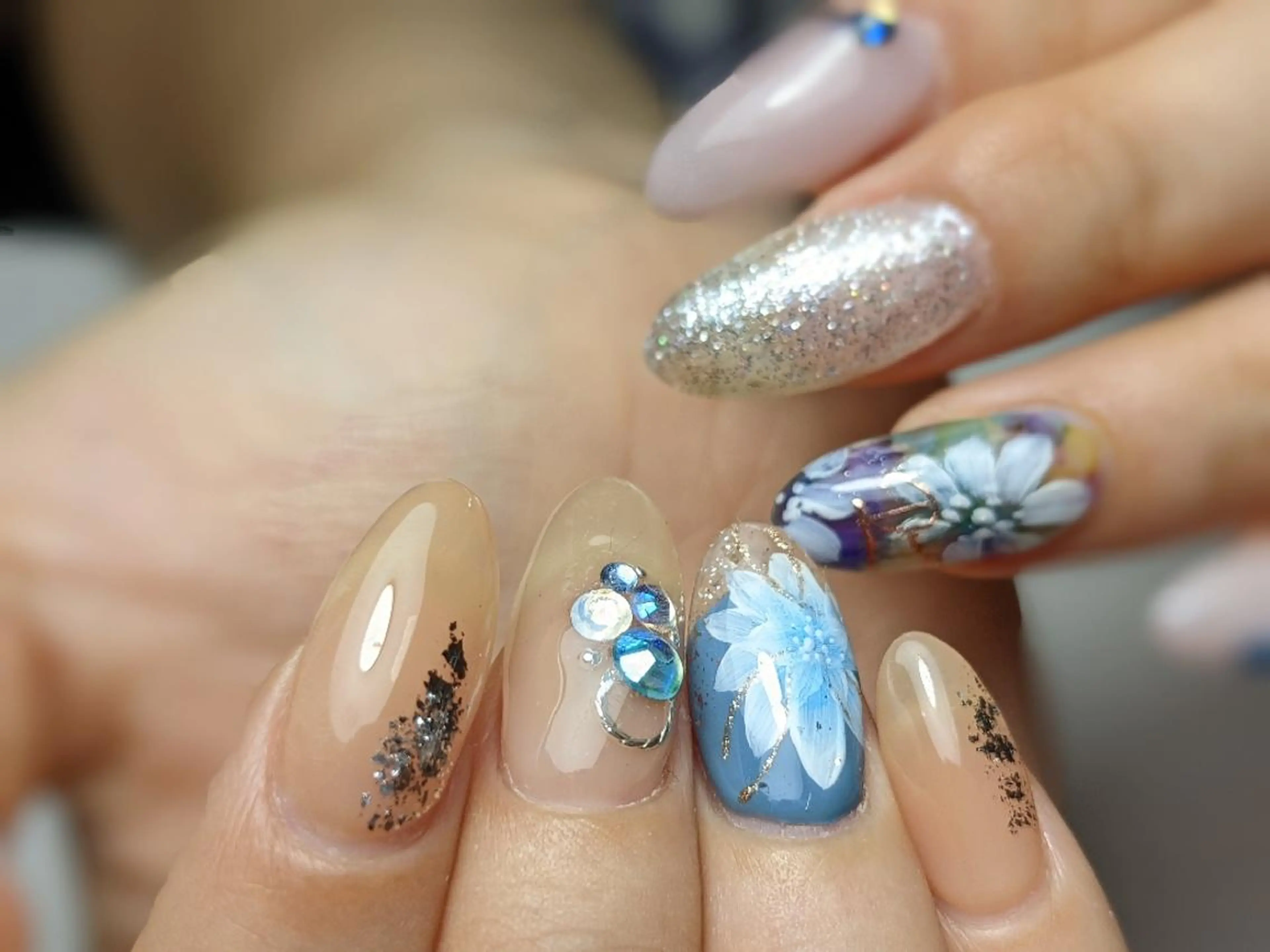 ロング ネイル フラワーネイル ☺︎山部 志麻☺︎のネイルデザイン