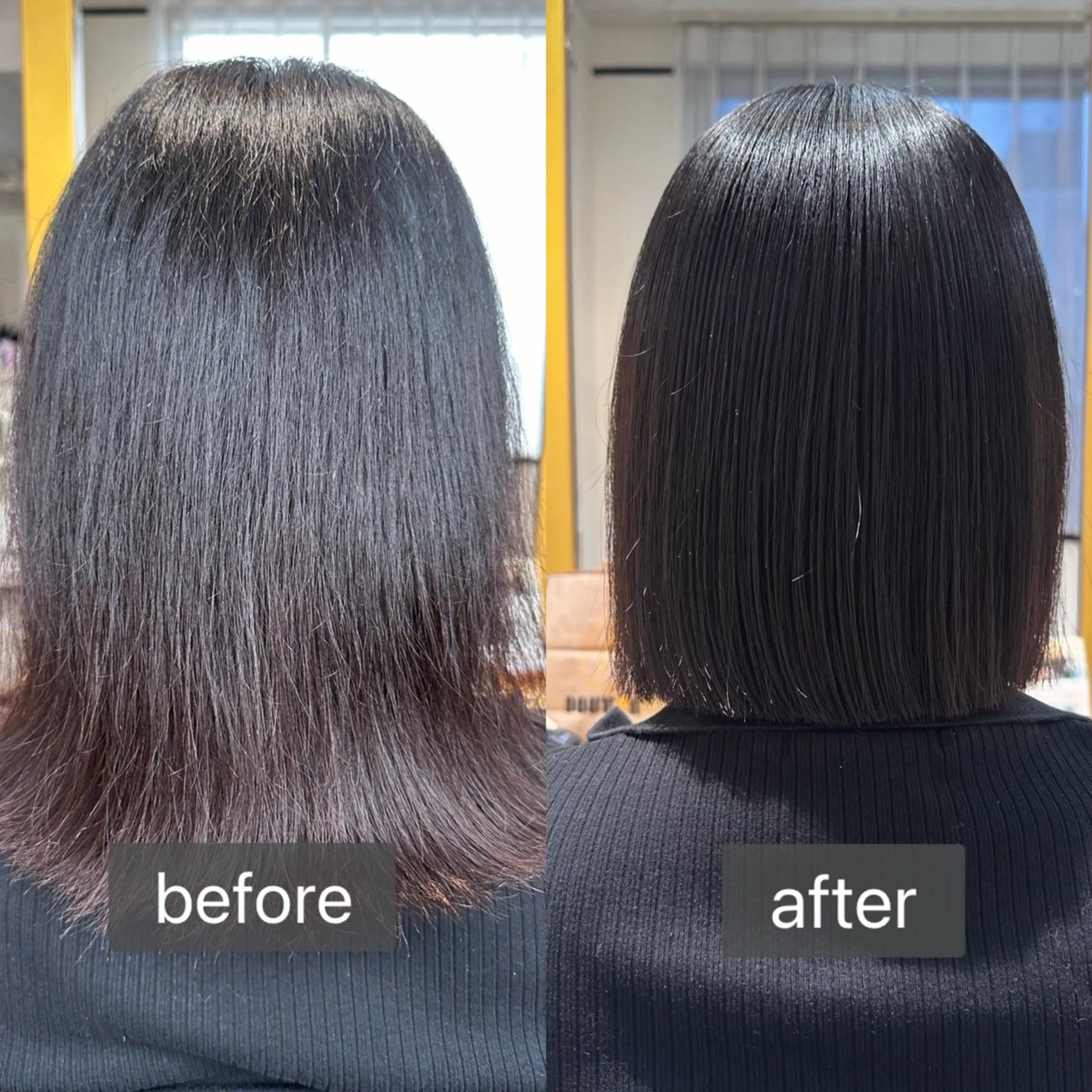 ミディアム ボブ くせ毛 縮毛矯正 カット 縮毛矯正 心斎橋/レイヤー/ 艶カラー💖Sakiのヘアスタイル