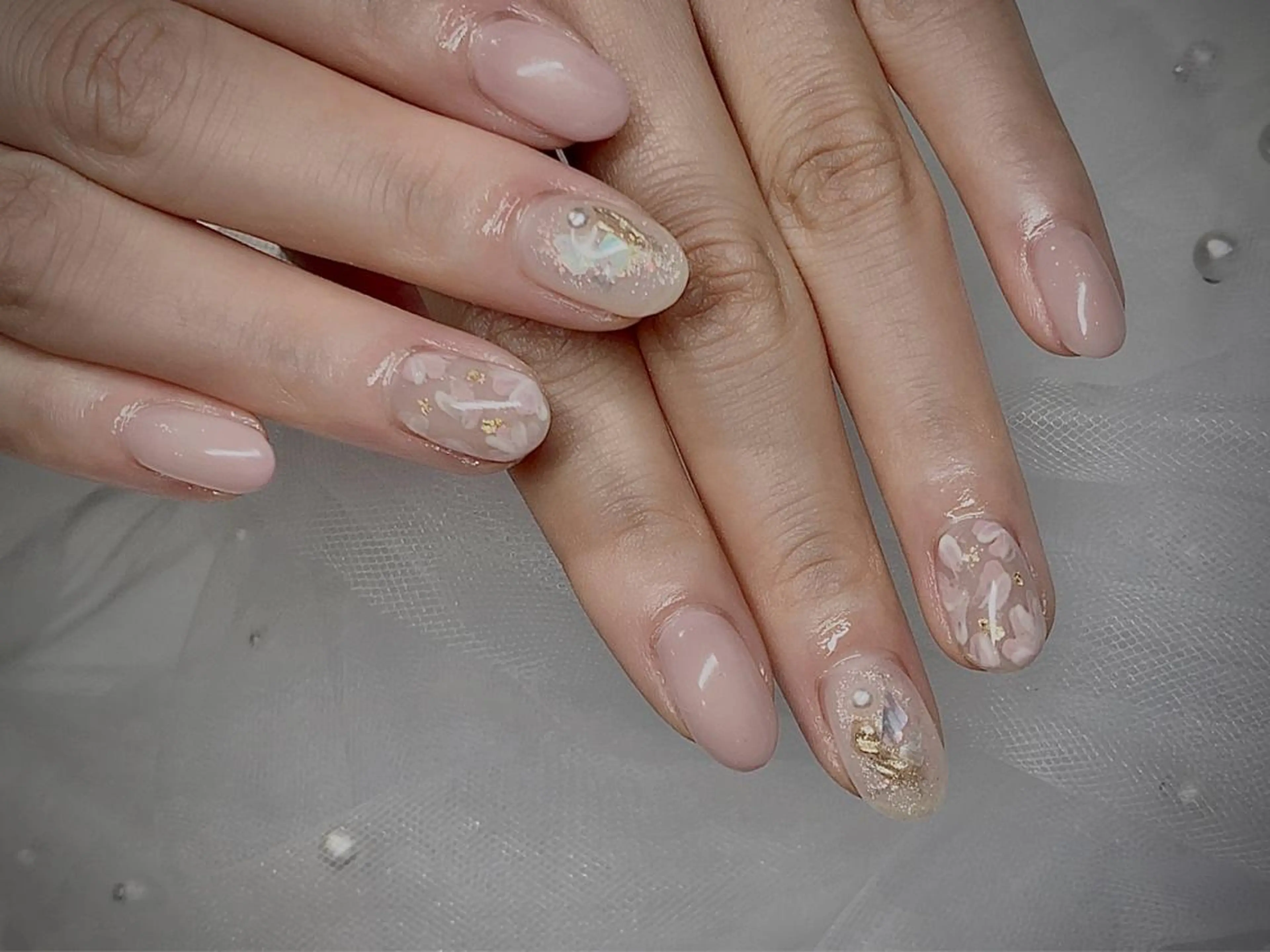 ネイル ハンドネイル I-nailロング /ワンホン/キラキラのネイルデザイン