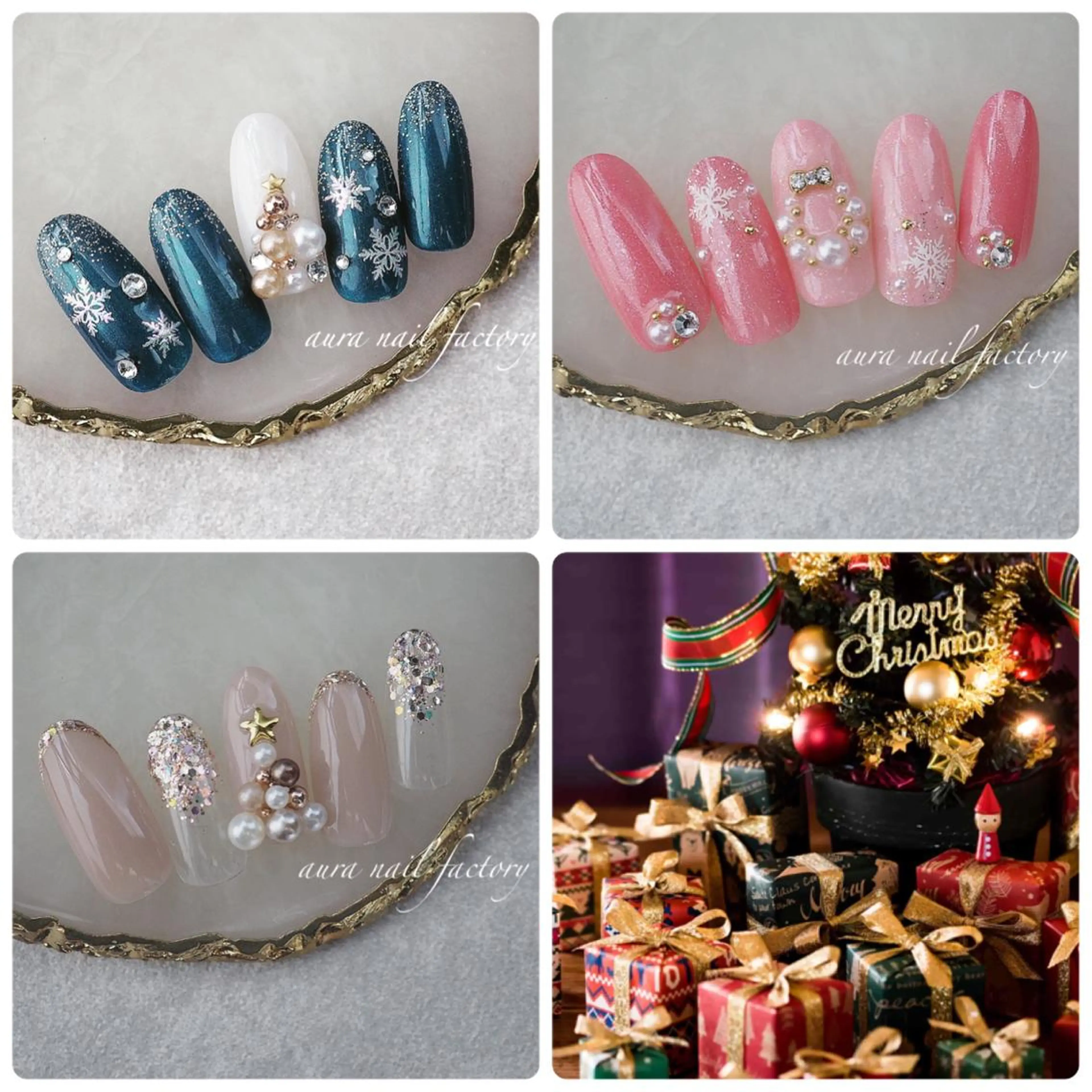 ミディアム カラー ネイル クリスマス ニュアンスネイル 赤色 冬ネイル クリスマス 赤羽 aura 深爪を断らない✨のネイルデザイン