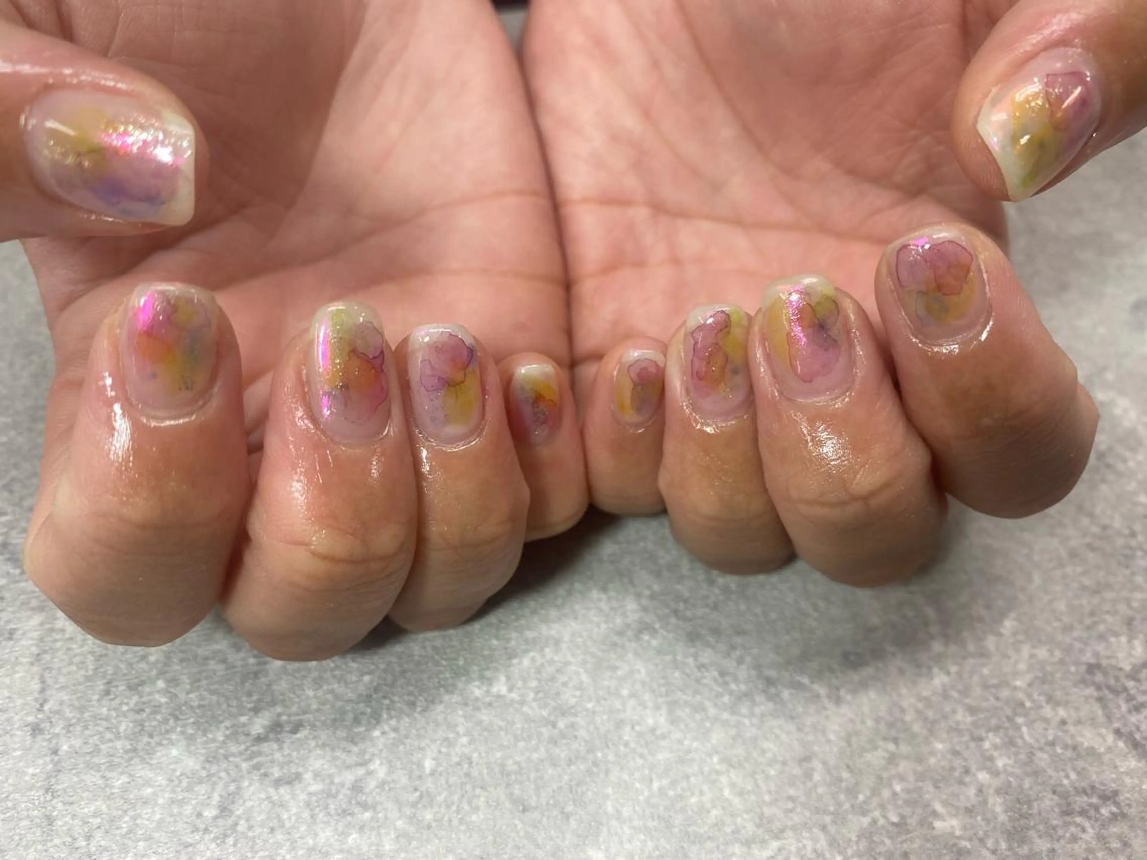 ネイル フットネイル フレンチネイル ジェルネイル ガラスフレンチ グラデーション ハンドネイル okada kannaのネイルデザイン