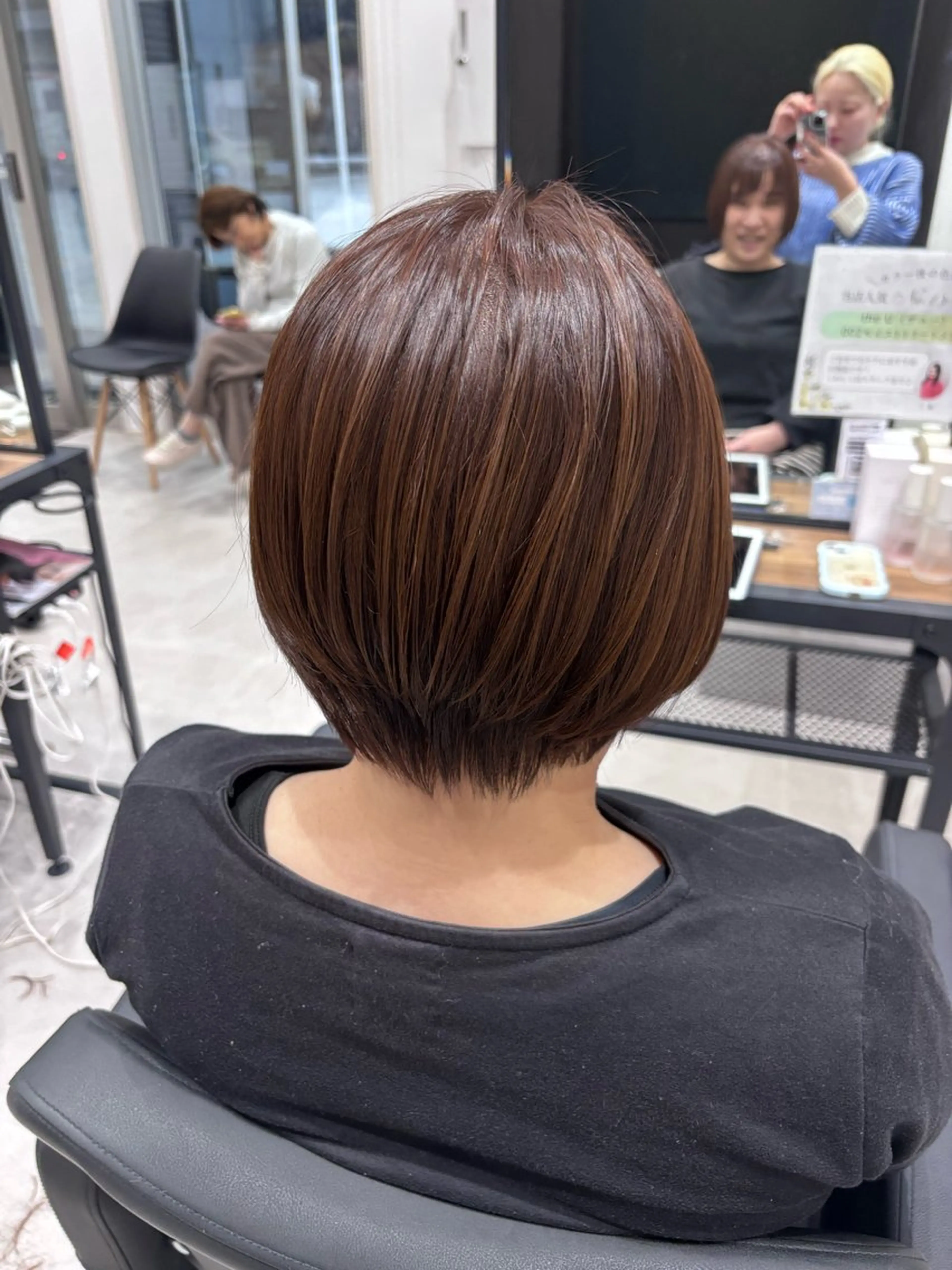 ショート カラー ショートボブ ブラウンカラー ピンクカラー ピンクブラウン ボブ ヘアカラー トリートメント 金沢美容室 KUSHUKAのヘアスタイル