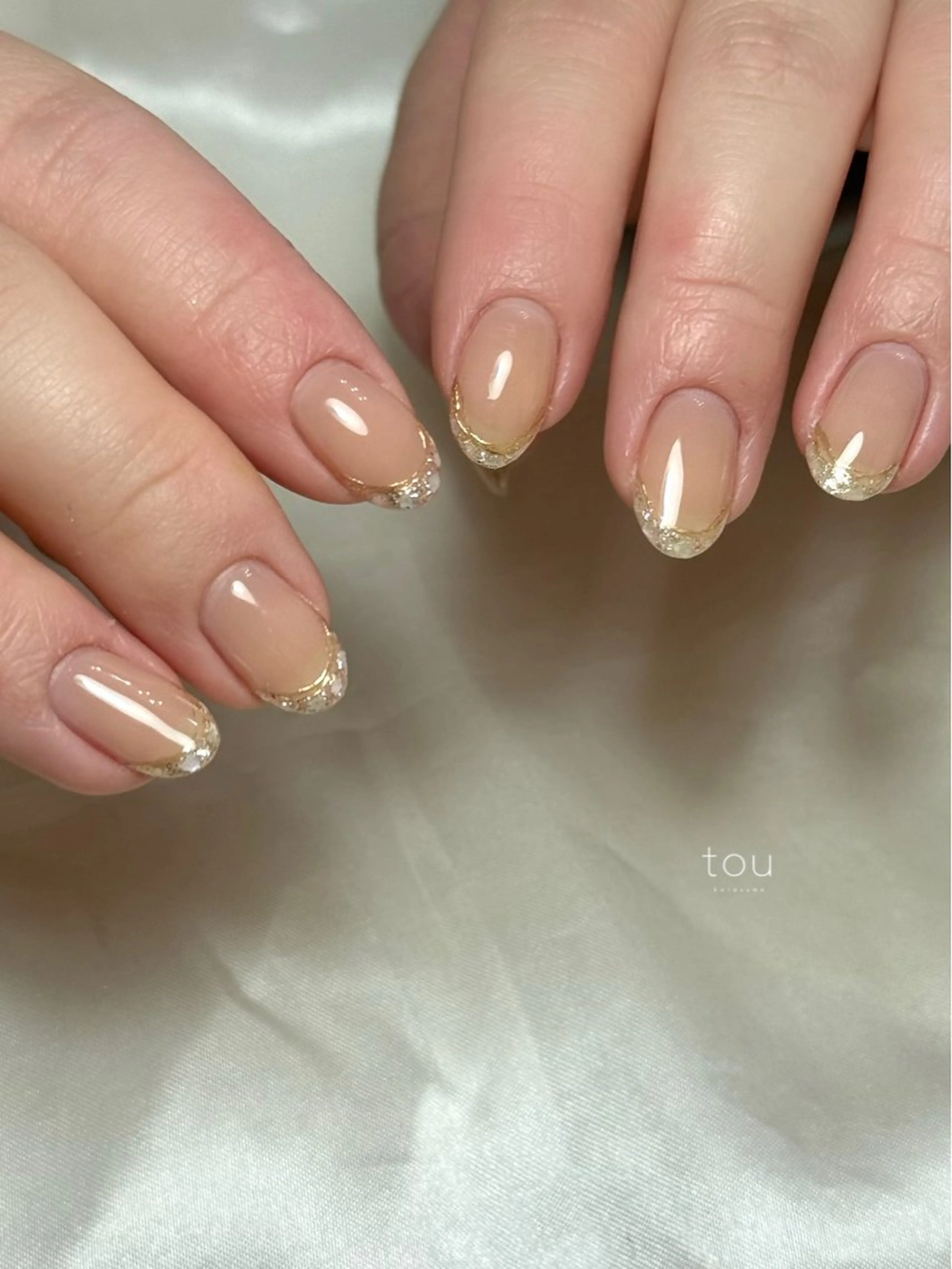 ネイル フレンチネイル キラキラネイル ハンドネイル tou_kyoto kiyokaのネイルデザイン