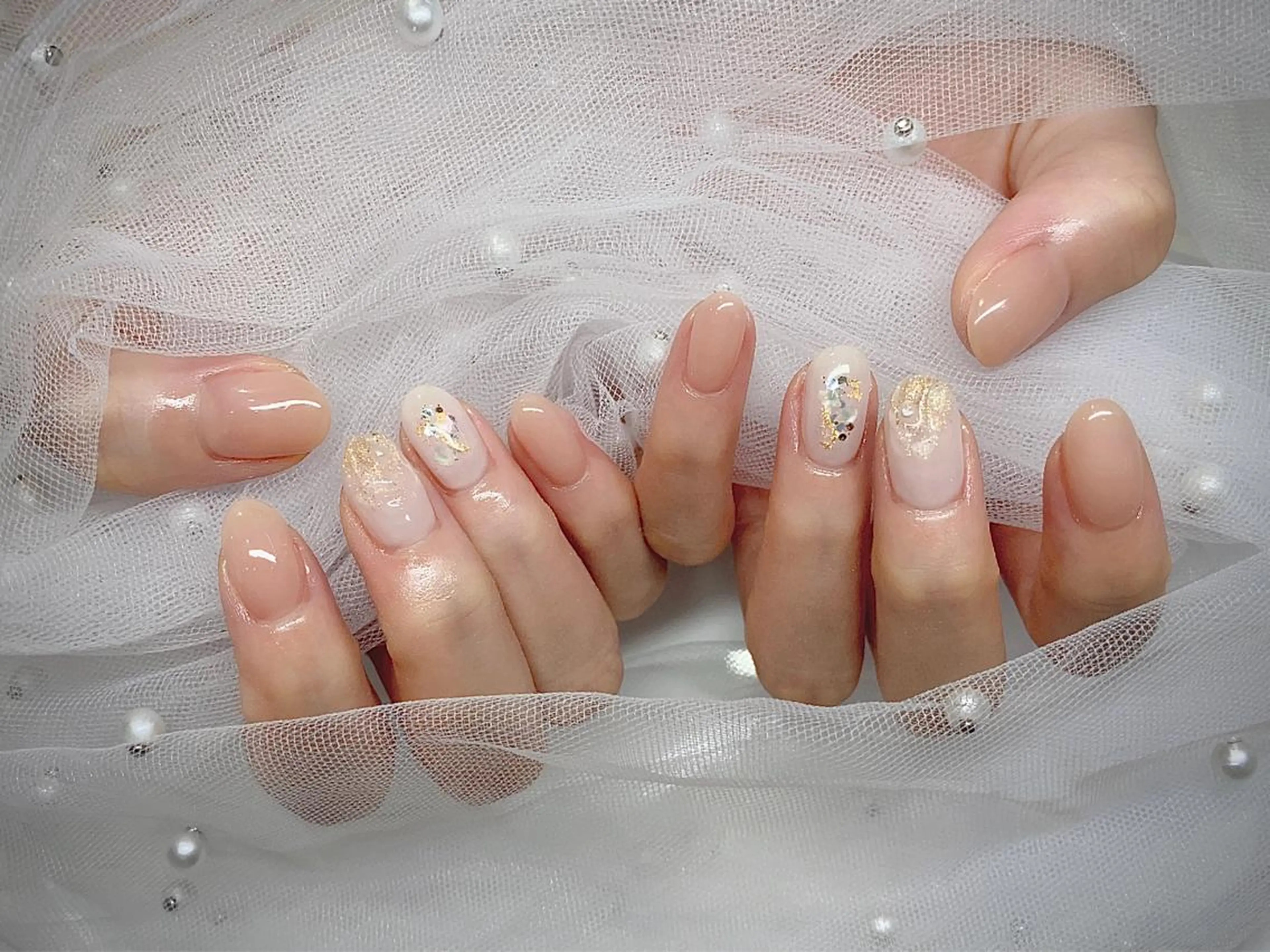 ネイル I-nailロング /ワンホン/キラキラのネイルデザイン