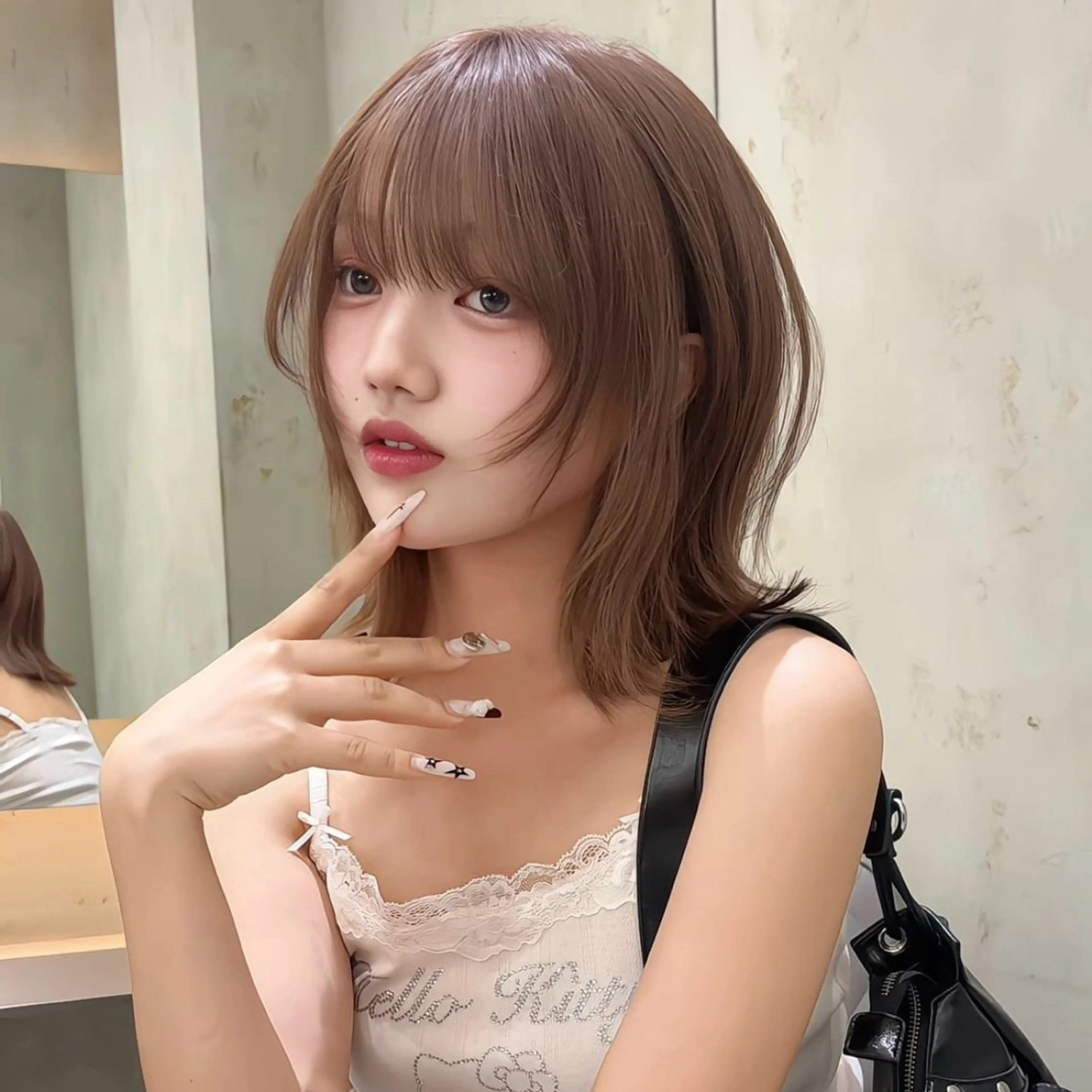 ミディアム カラー ボブ レイヤーカット カット ヘアカラー トリートメント 🎀𝑆𝐴𝑅𝐴 /レイヤーカット🎀のヘアスタイル