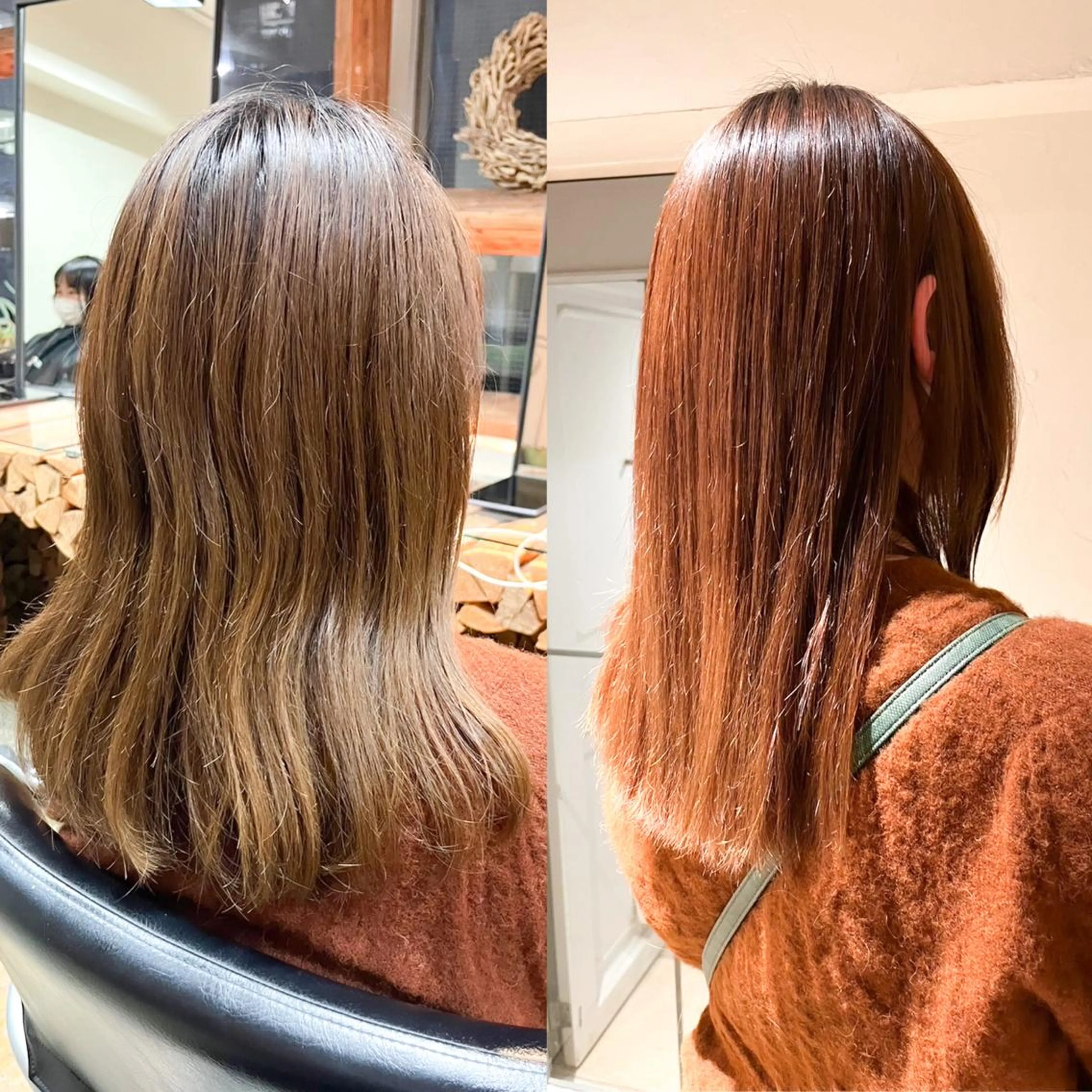 セミロング パーマ 🤎ono/ 切りっぱなしボブ🤎のヘアスタイル