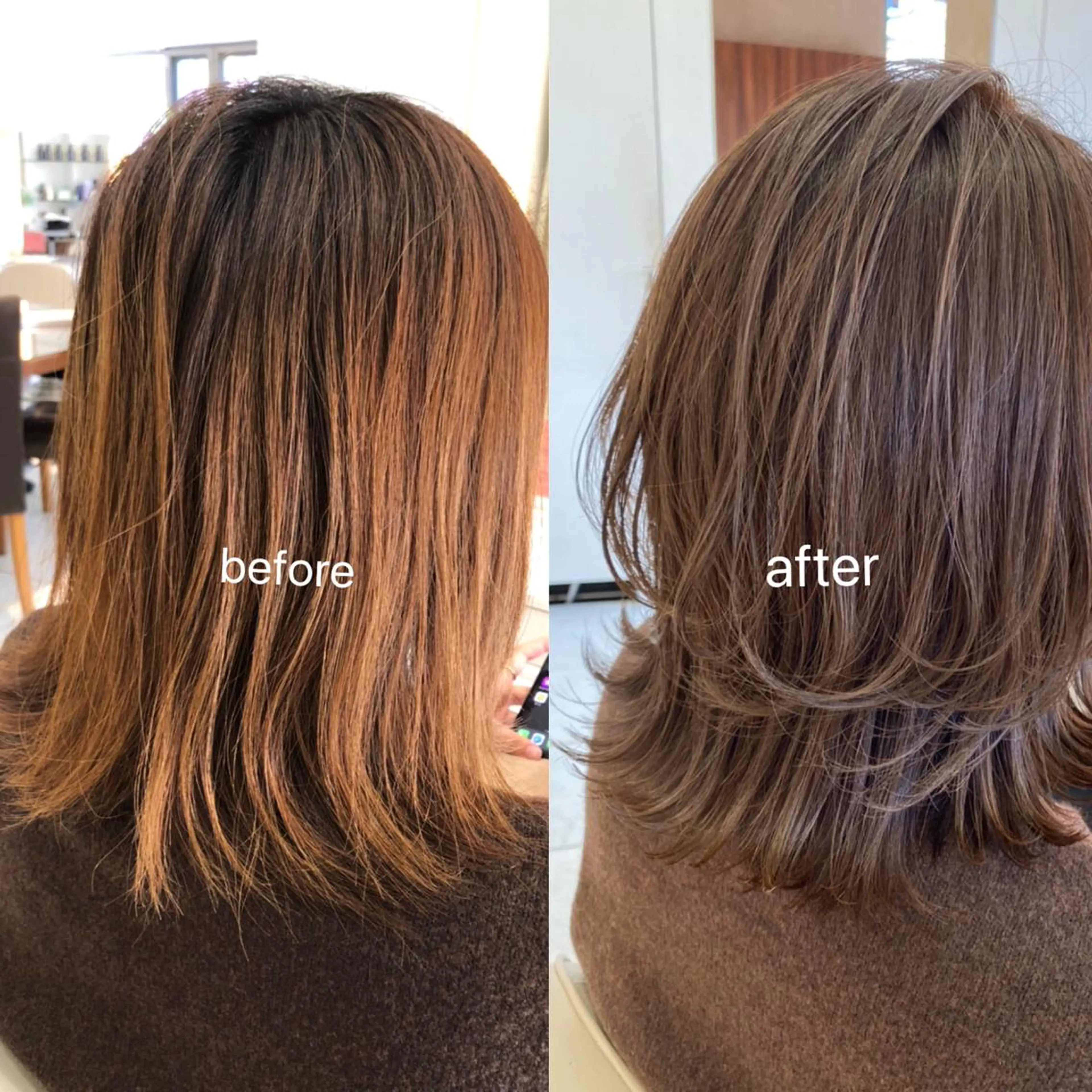 ミディアム カラー 店長/mao/ 前髪/顔周りカットのヘアスタイル